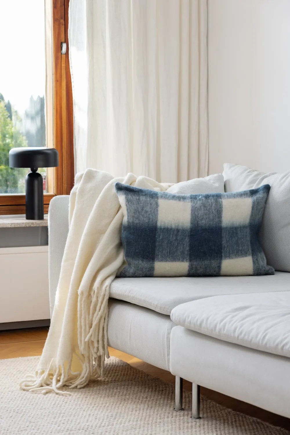 Kissenbezug aus Wollmischung - Phoebe (blau)