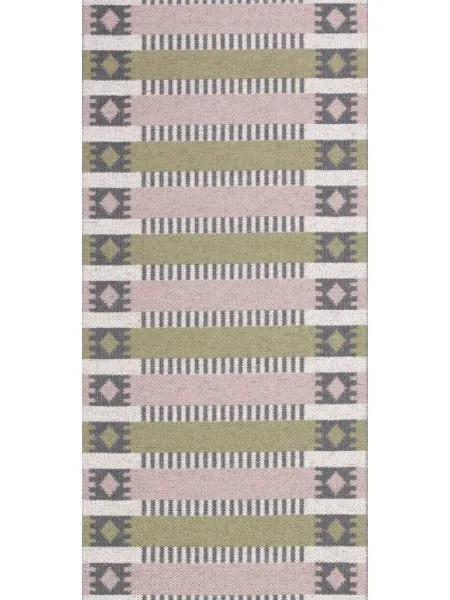 Tapis en plastique - Horredsmattan Märta (olive/rose)