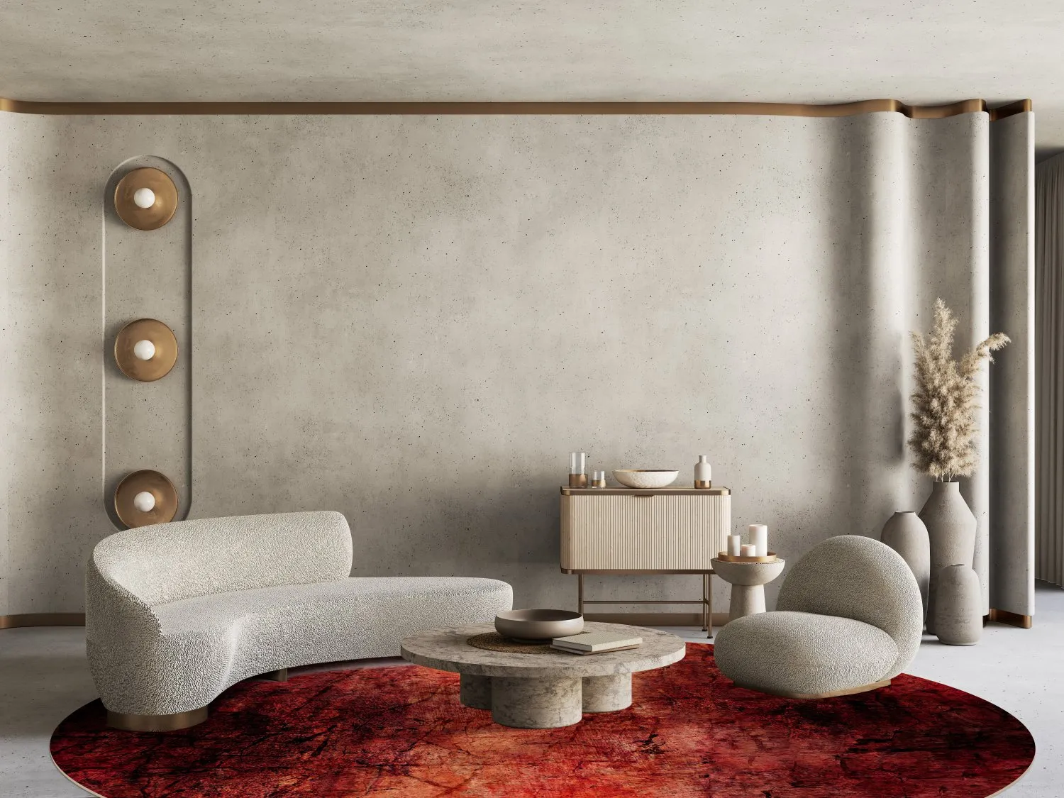 Tapis rond - Wells (rouge)