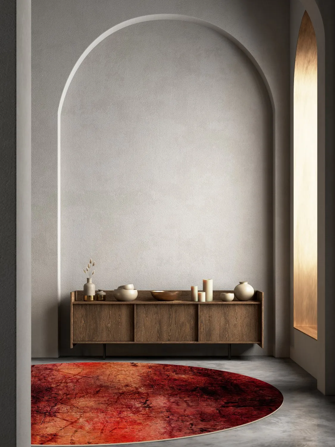 Tapis rond - Wells (rouge)