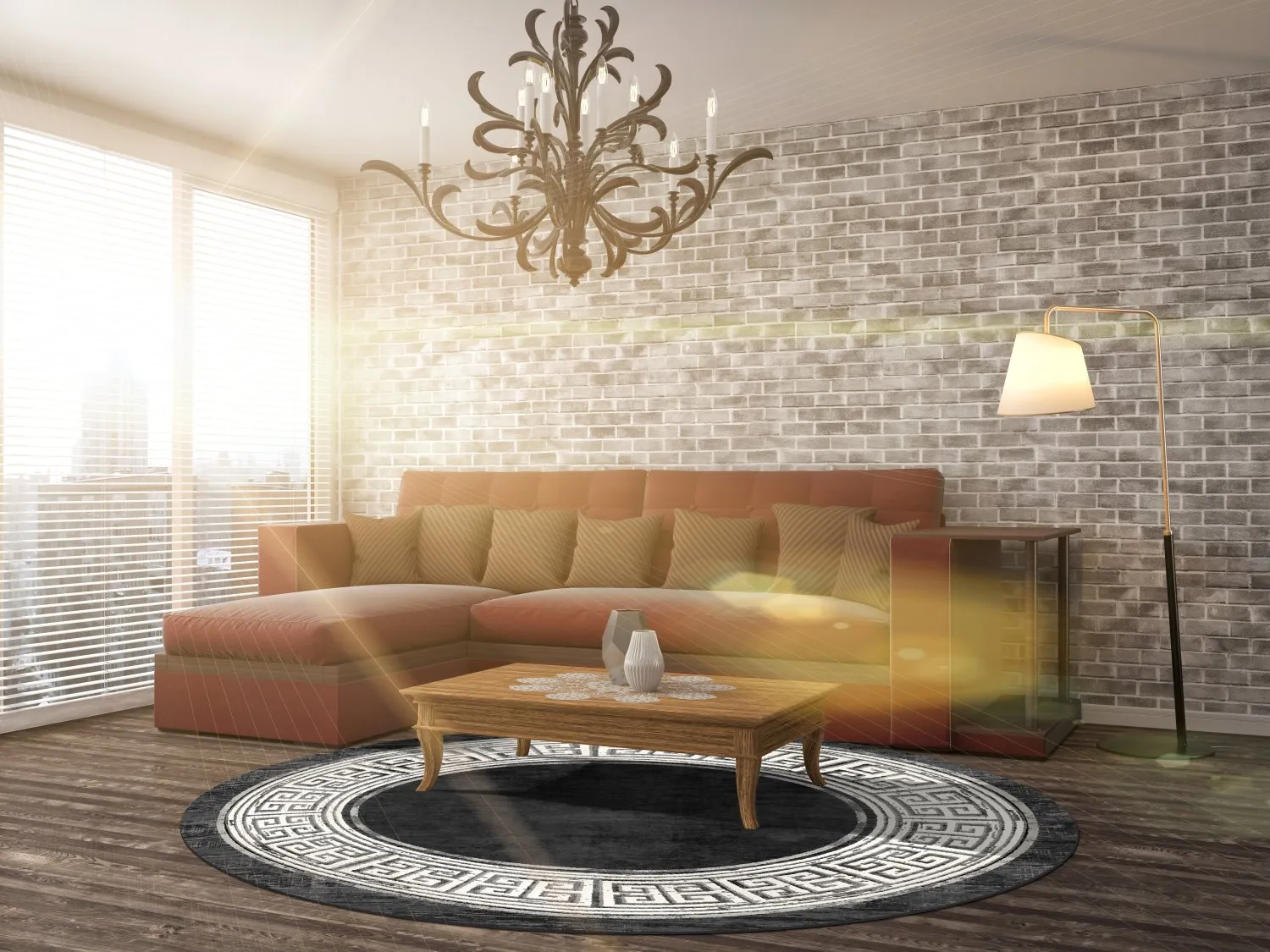 Rund Teppich - Tilos (schwarz/weiß)