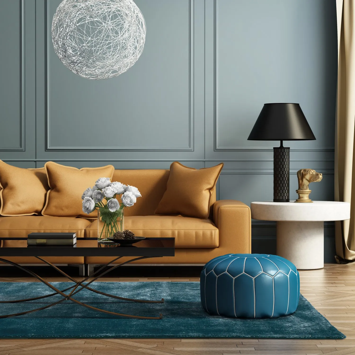 Recycled PET with viscose look (stahlblau)