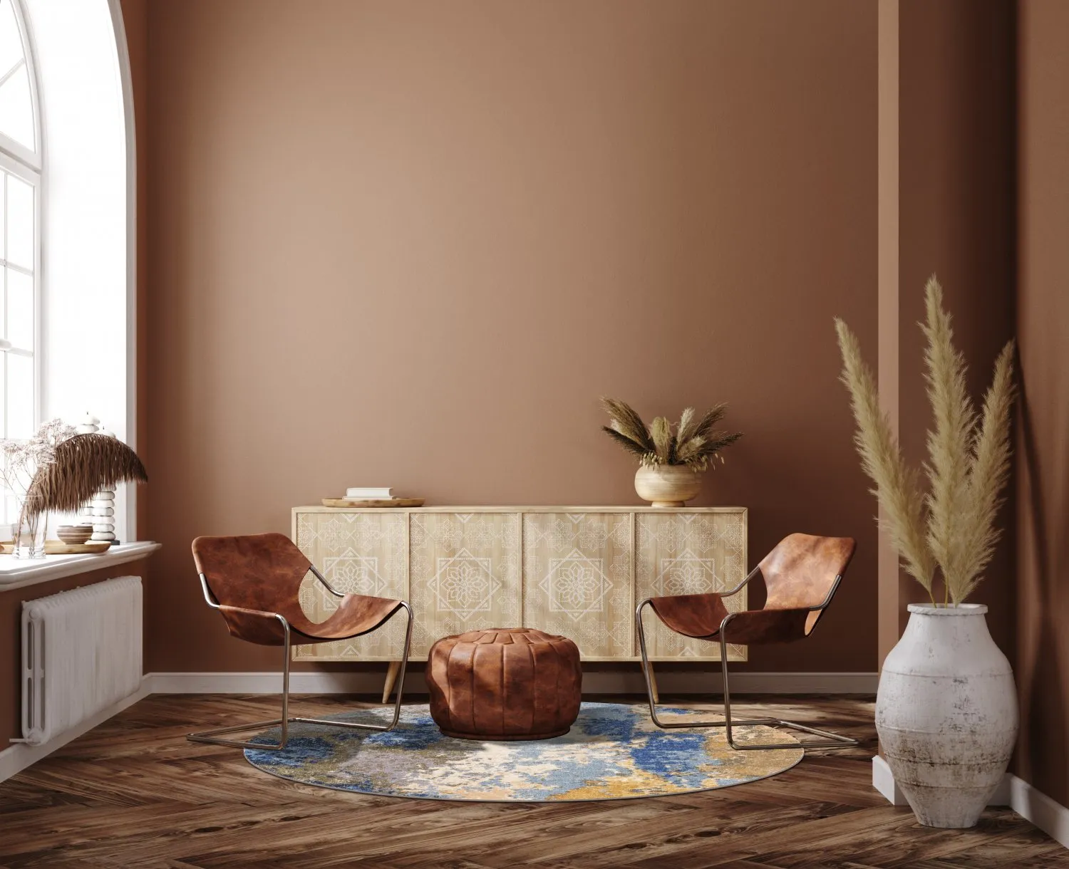 Rund Teppich - Travale (grau/blau/multi)