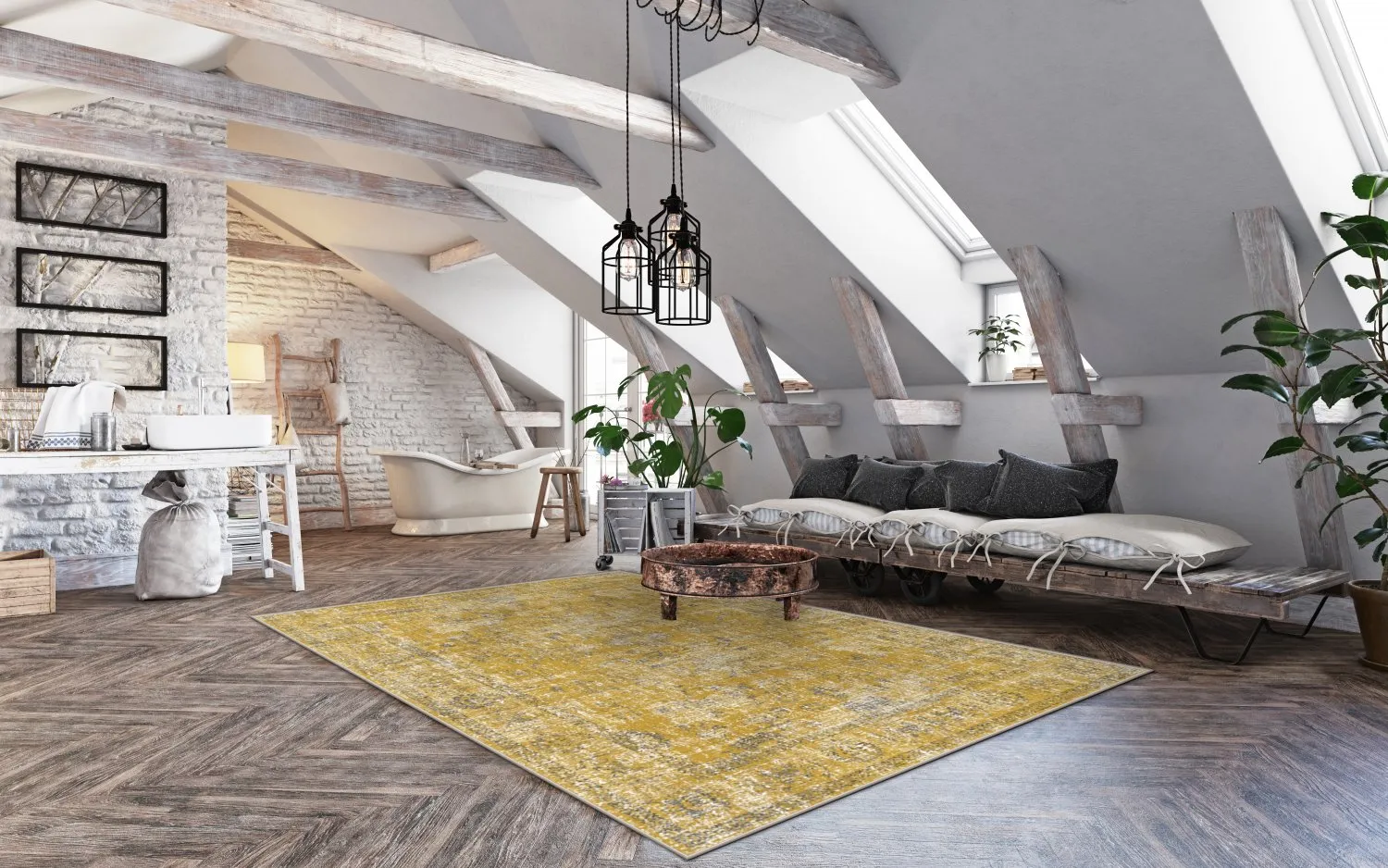 Wilton-Teppich - Gombalia (gelb)