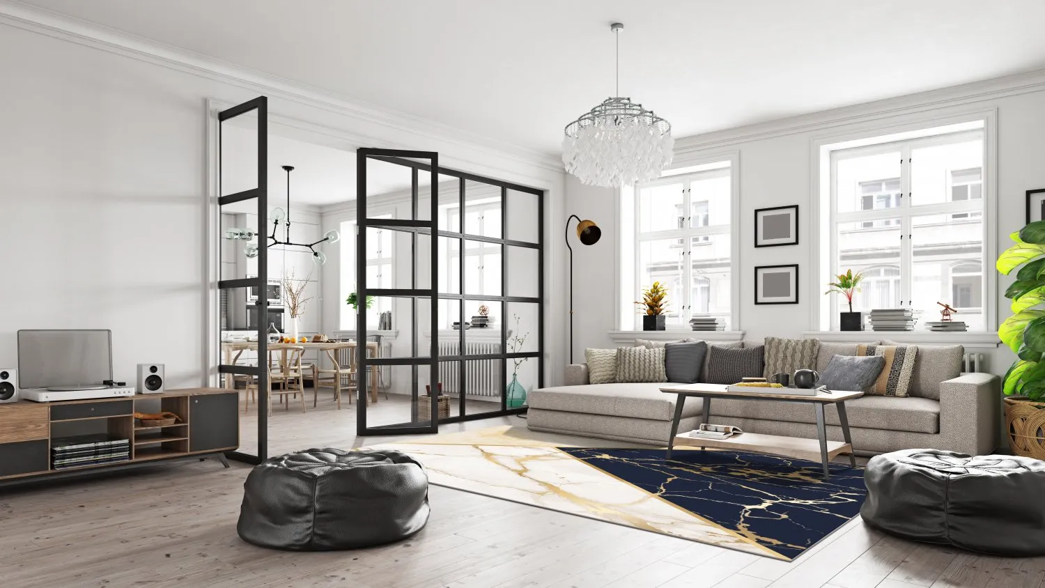 Wilton-Teppich - Canelli (beige/weiß/blau)