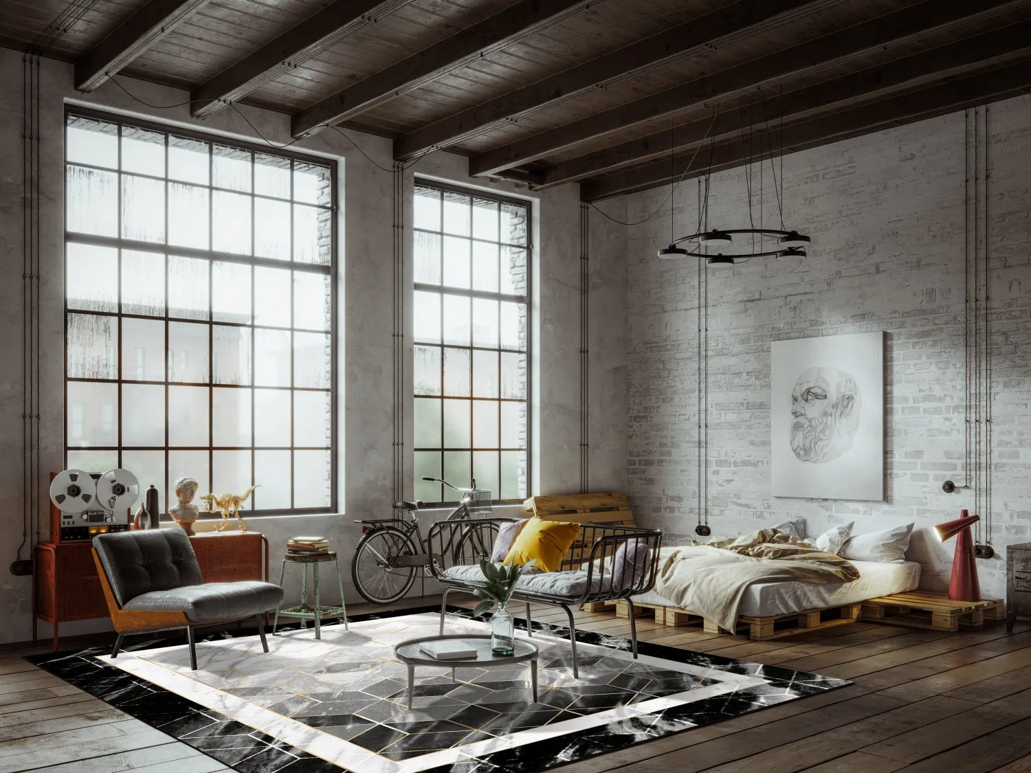 Wilton-Teppich - Castello (schwarz/weiß)