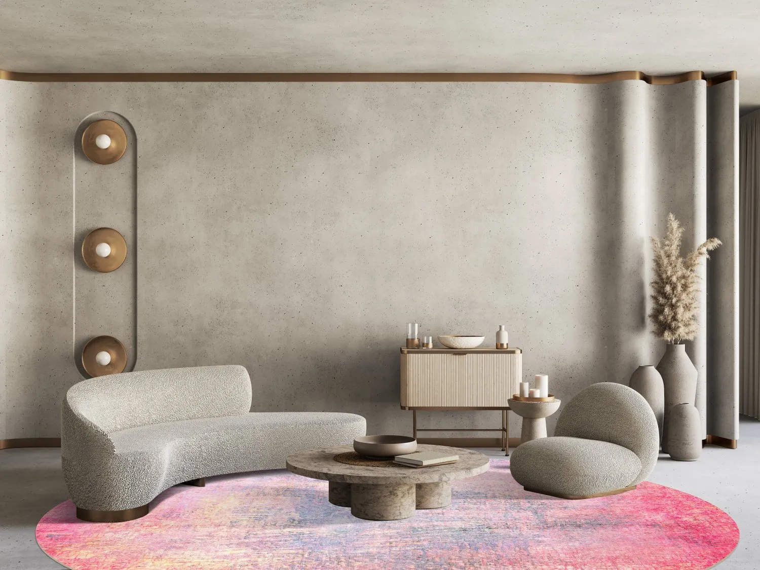 Tapis rond - Perugia (rose)