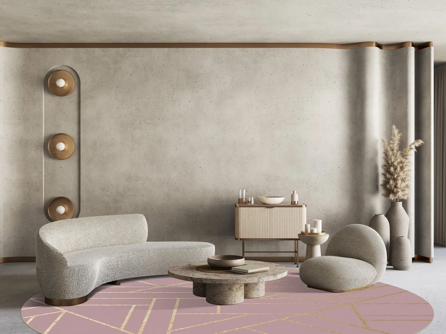 Rund Teppich - Marino (rosa)