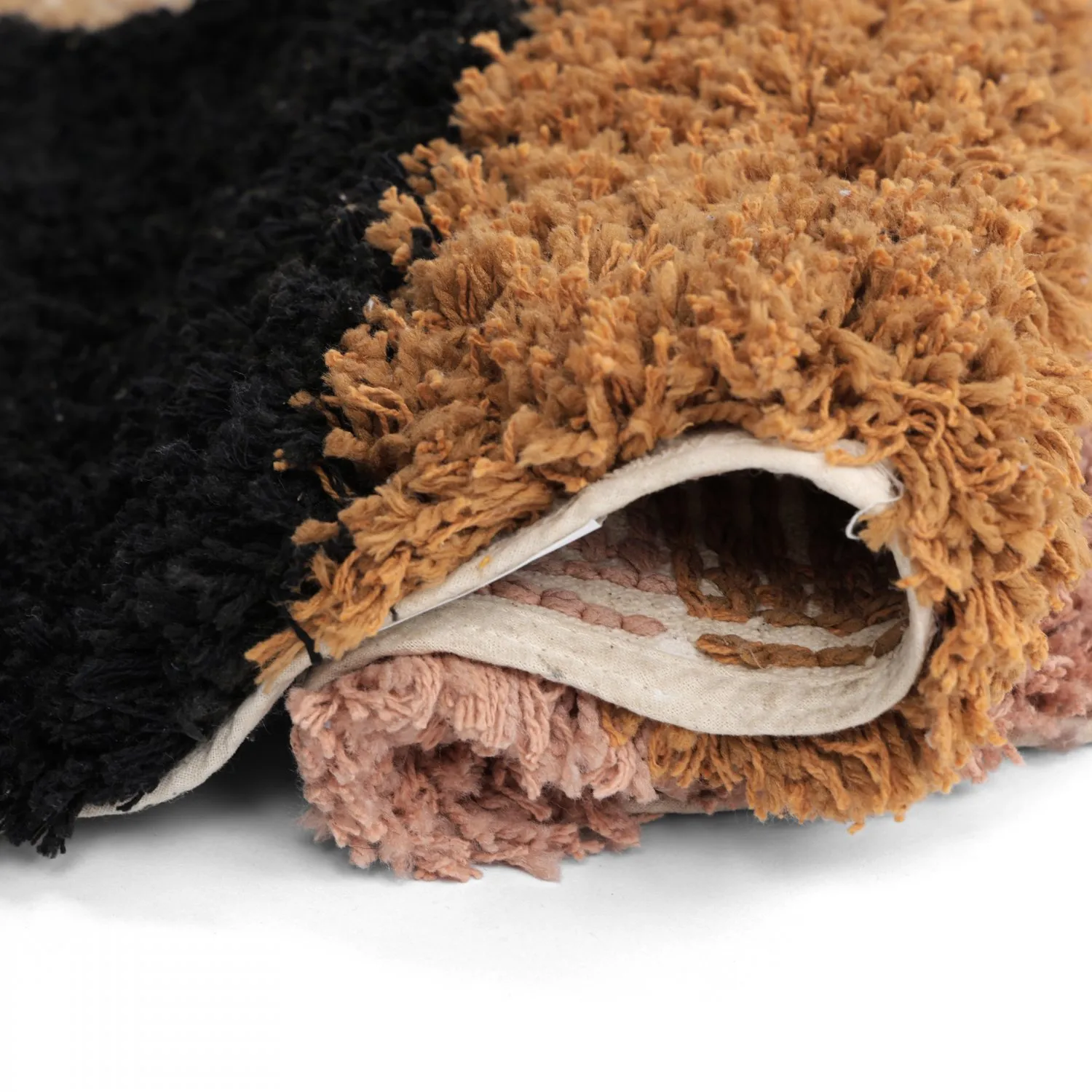 Tapis rond - Cefalu Natural Cotton Shaggy (multicolore)