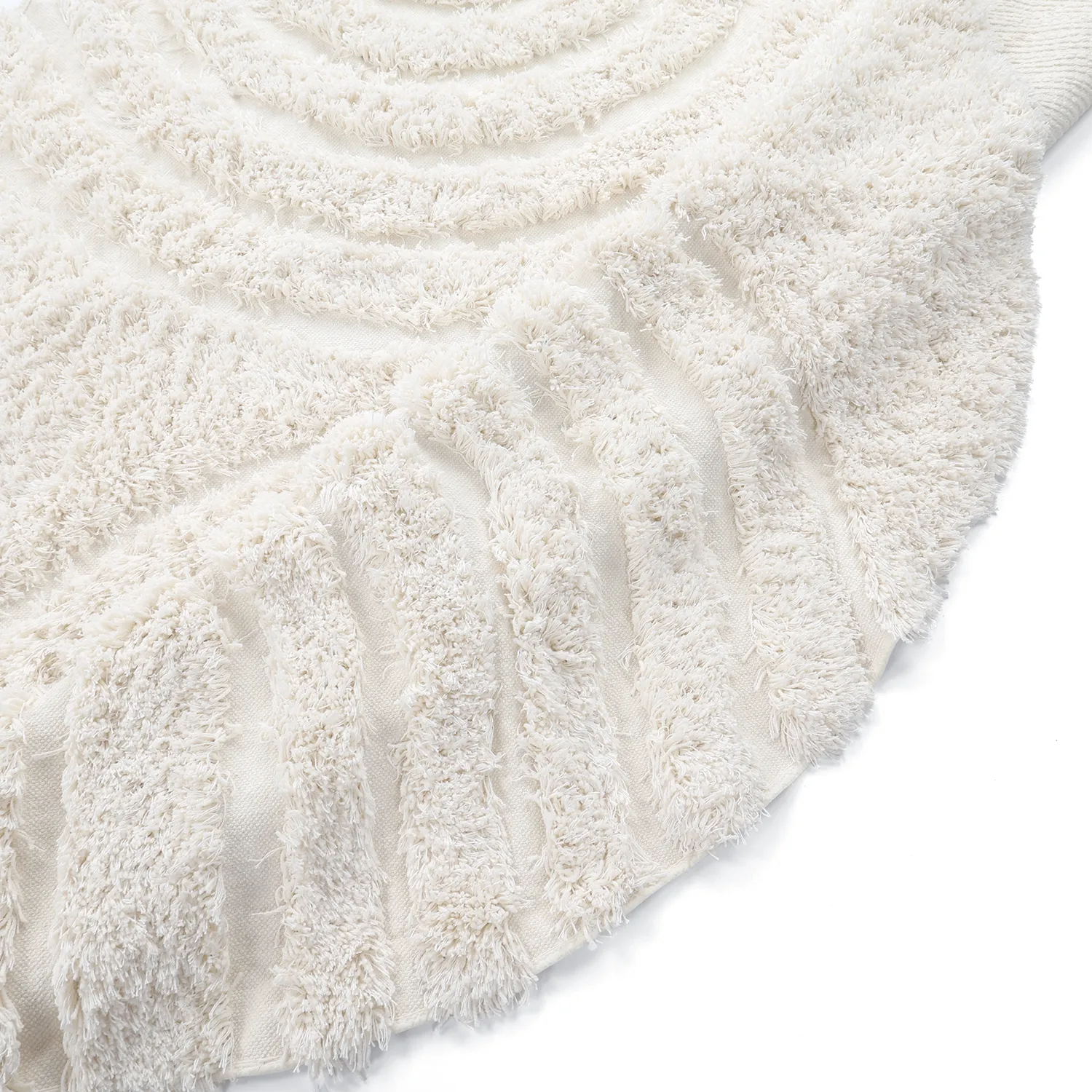 Tapis rond - Lindos Natural Cotton Shaggy (blanc)