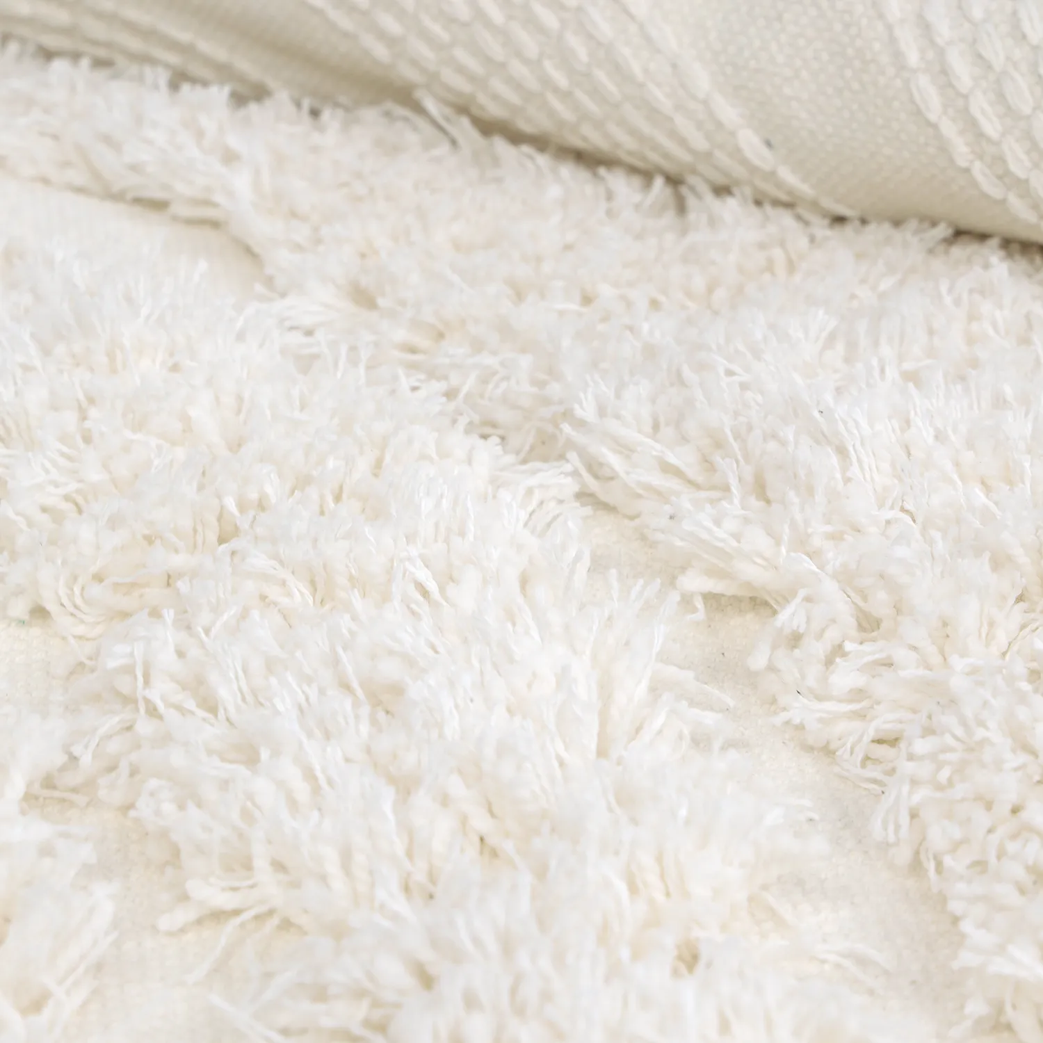 Tapis rond - Lindos Natural Cotton Shaggy (blanc)
