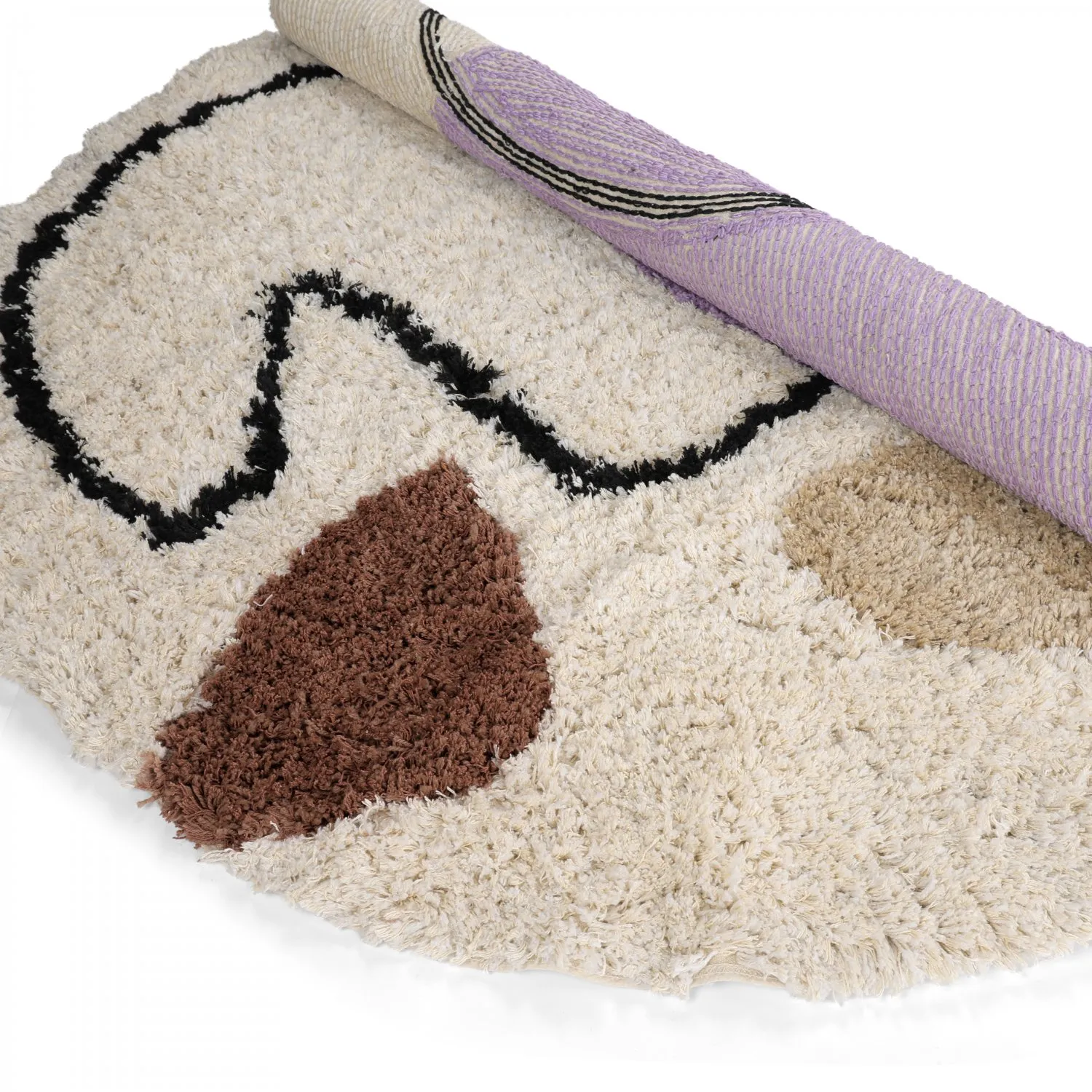 Tapis rond - Londa Natural Cotton Shaggy (multi)