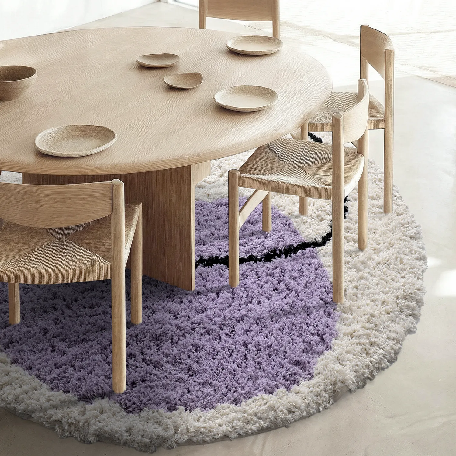 Tapis rond - Naousa Natural Cotton Shaggy (multicolore)