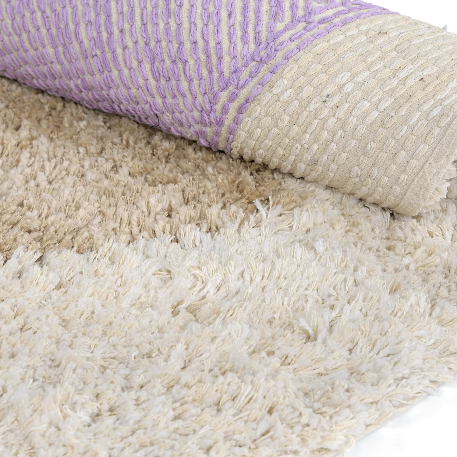 Tapis rond - Naousa Natural Cotton Shaggy (multicolore)