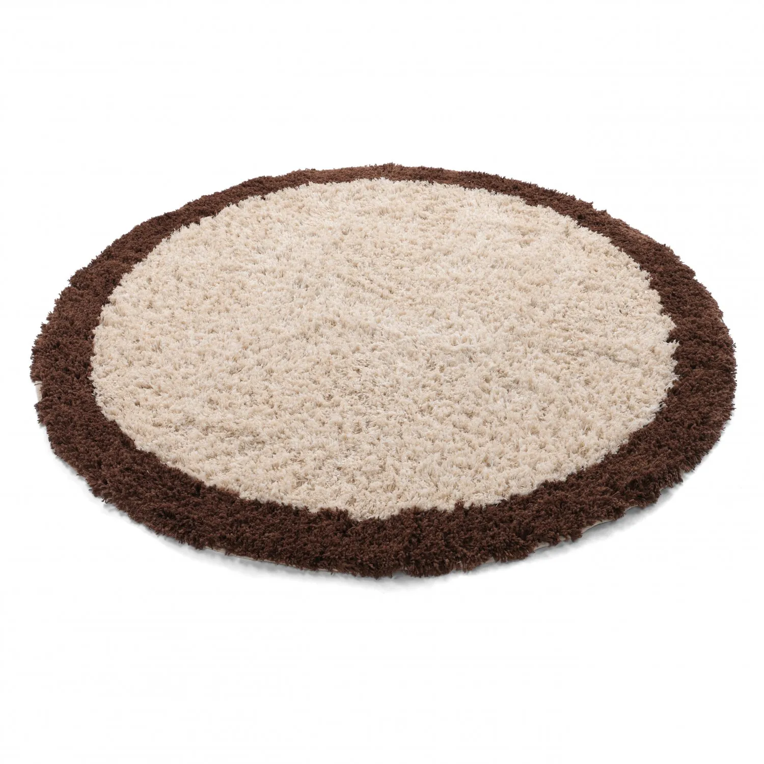 Tapis rond - Sagres Natural Cotton Shaggy (blanc cassé/marron)