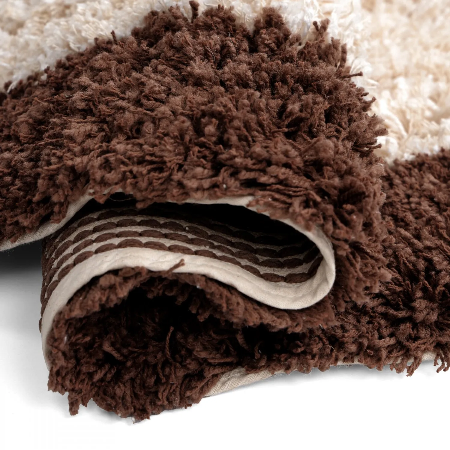 Tapis rond - Sagres Natural Cotton Shaggy (blanc cassé/marron)