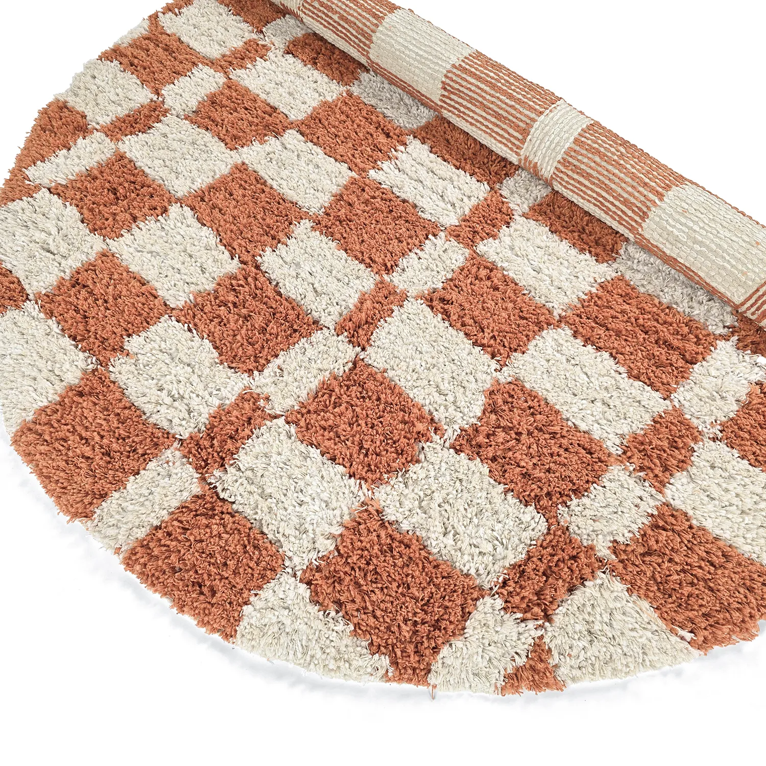 Rund Teppich - Atrani Natural Cotton Shaggy (orange)