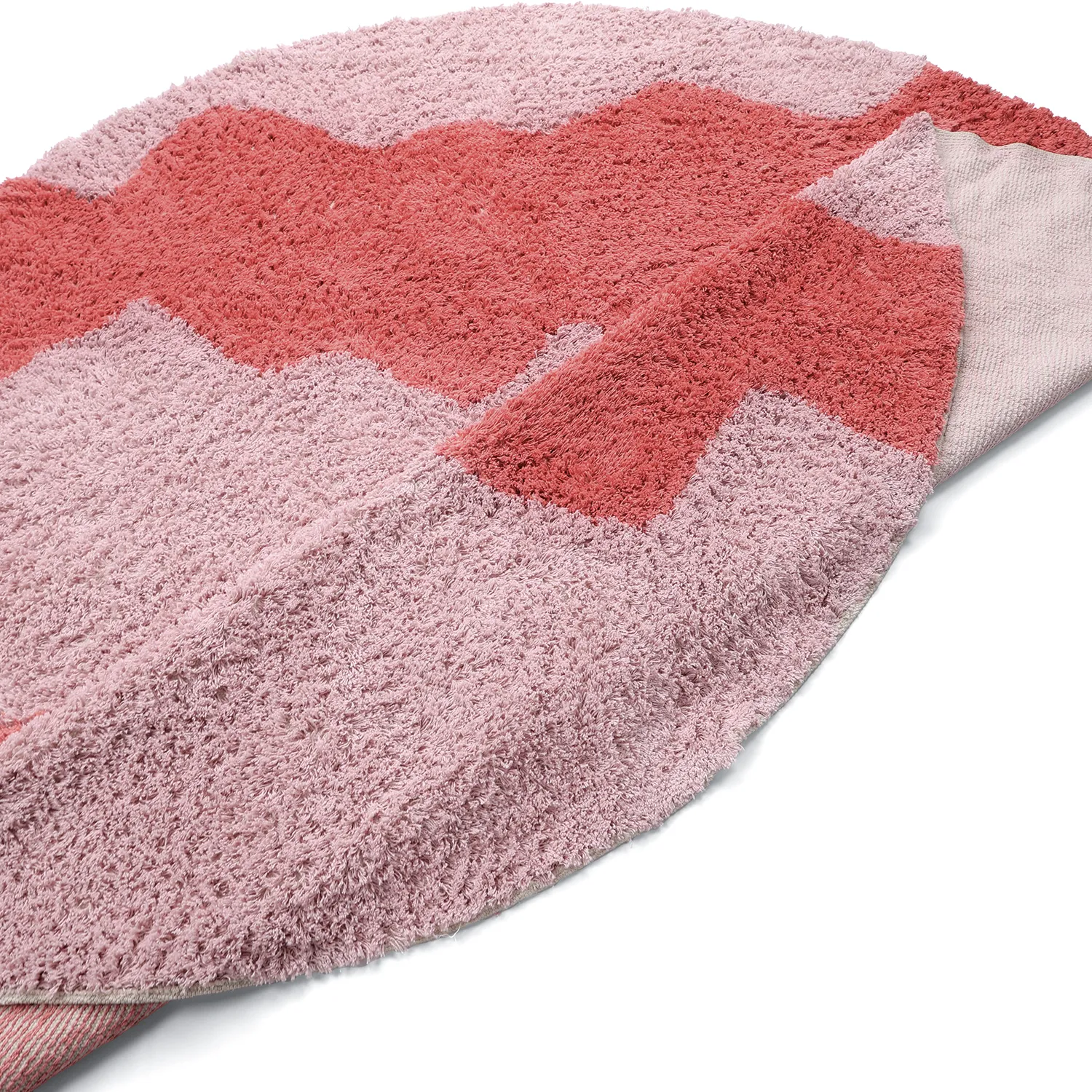 Rund Teppich - Amira Natural Cotton Shaggy (rosa/orange)