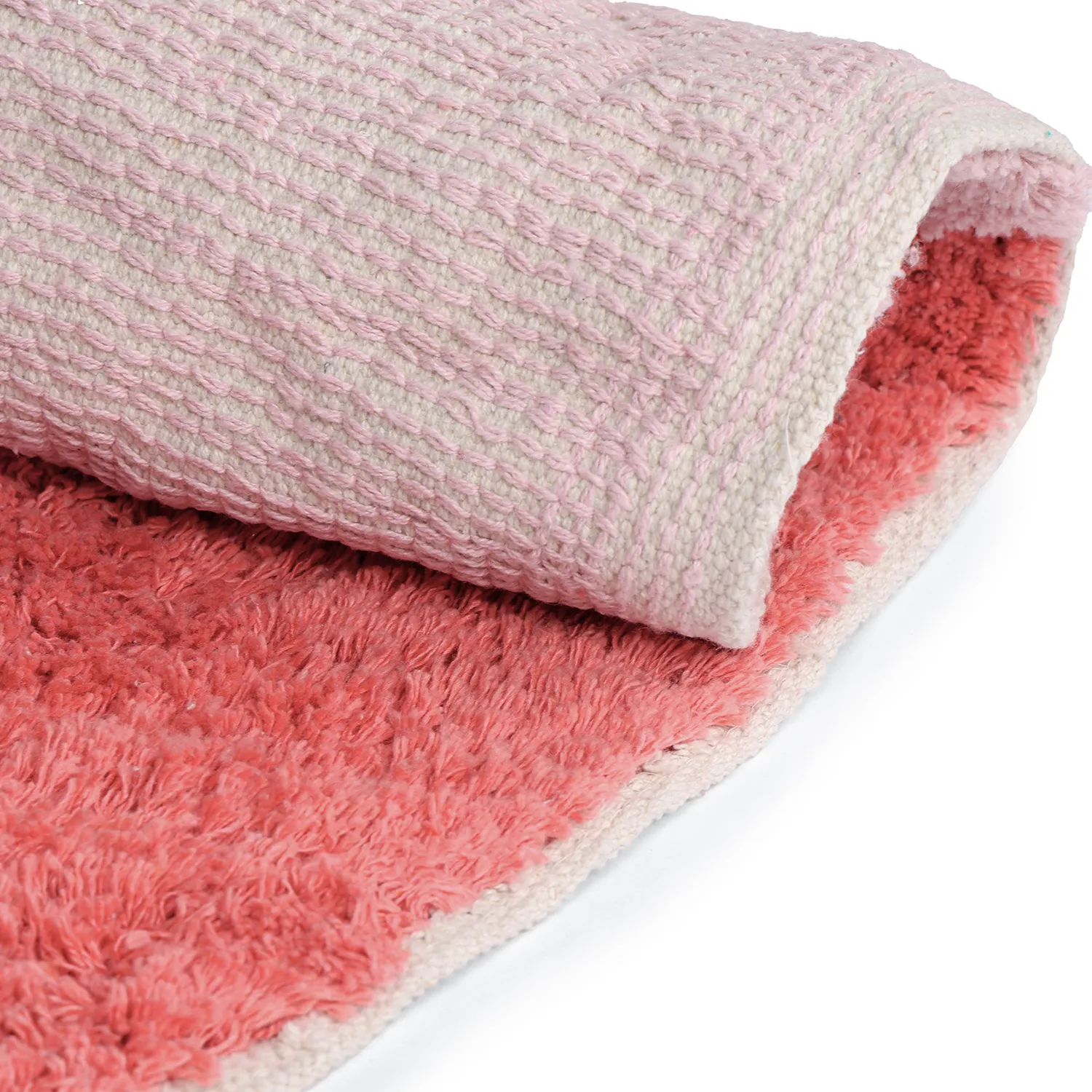 Rund Teppich - Amira Natural Cotton Shaggy (rosa/orange)