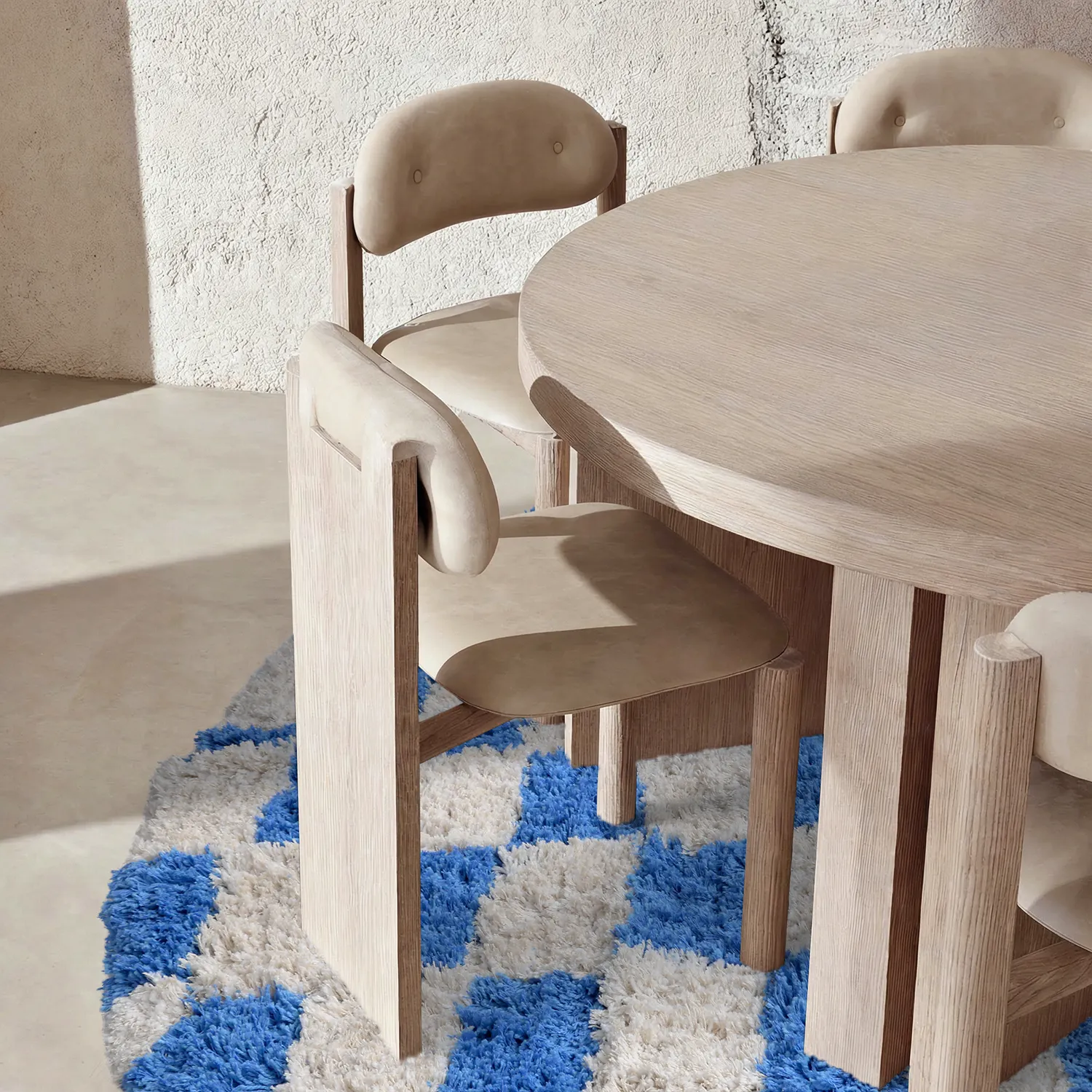 Rund Teppich - Atrani Natural Cotton Shaggy (blau)