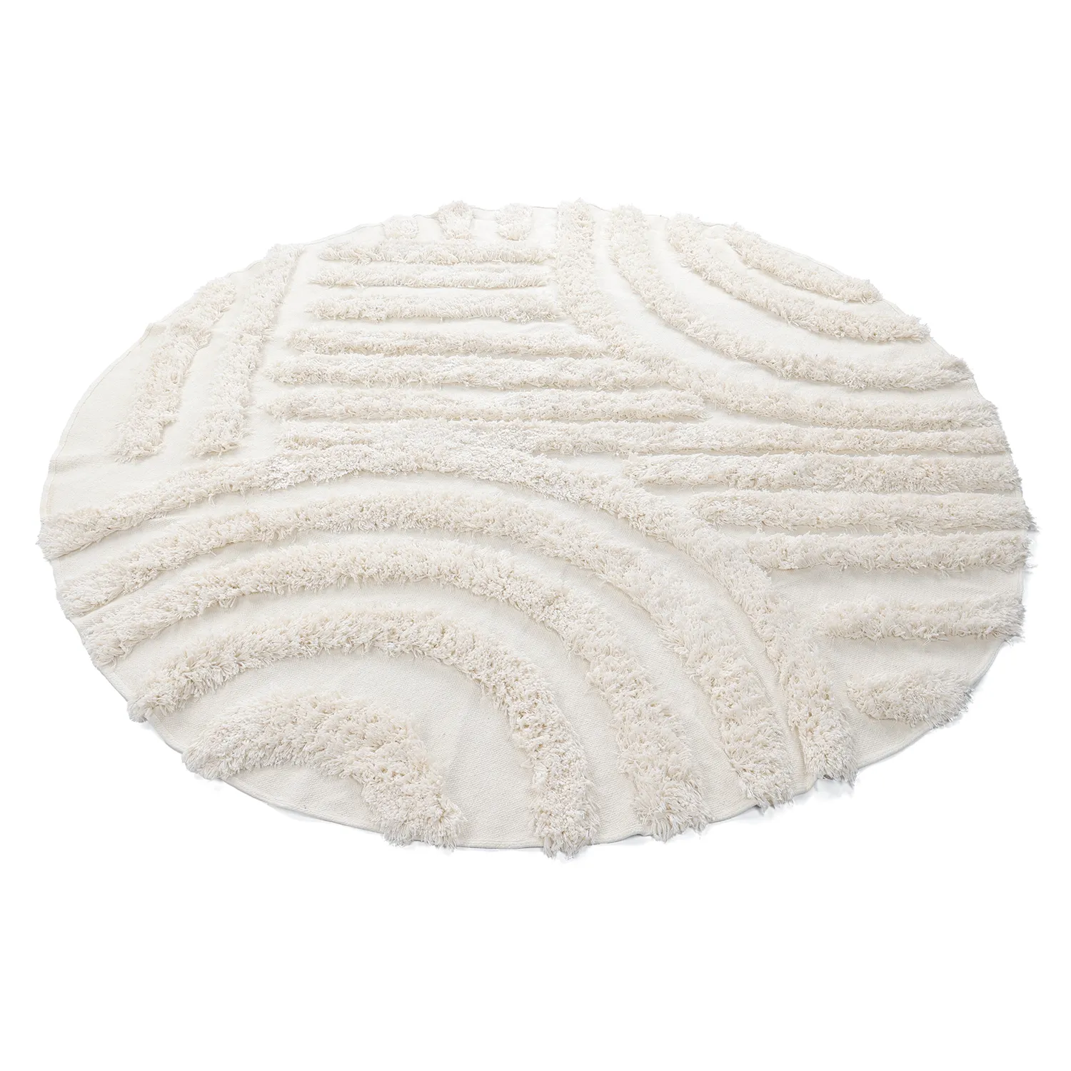 Rund Teppich - Cazorla Natural Cotton Shaggy (cremefarben)