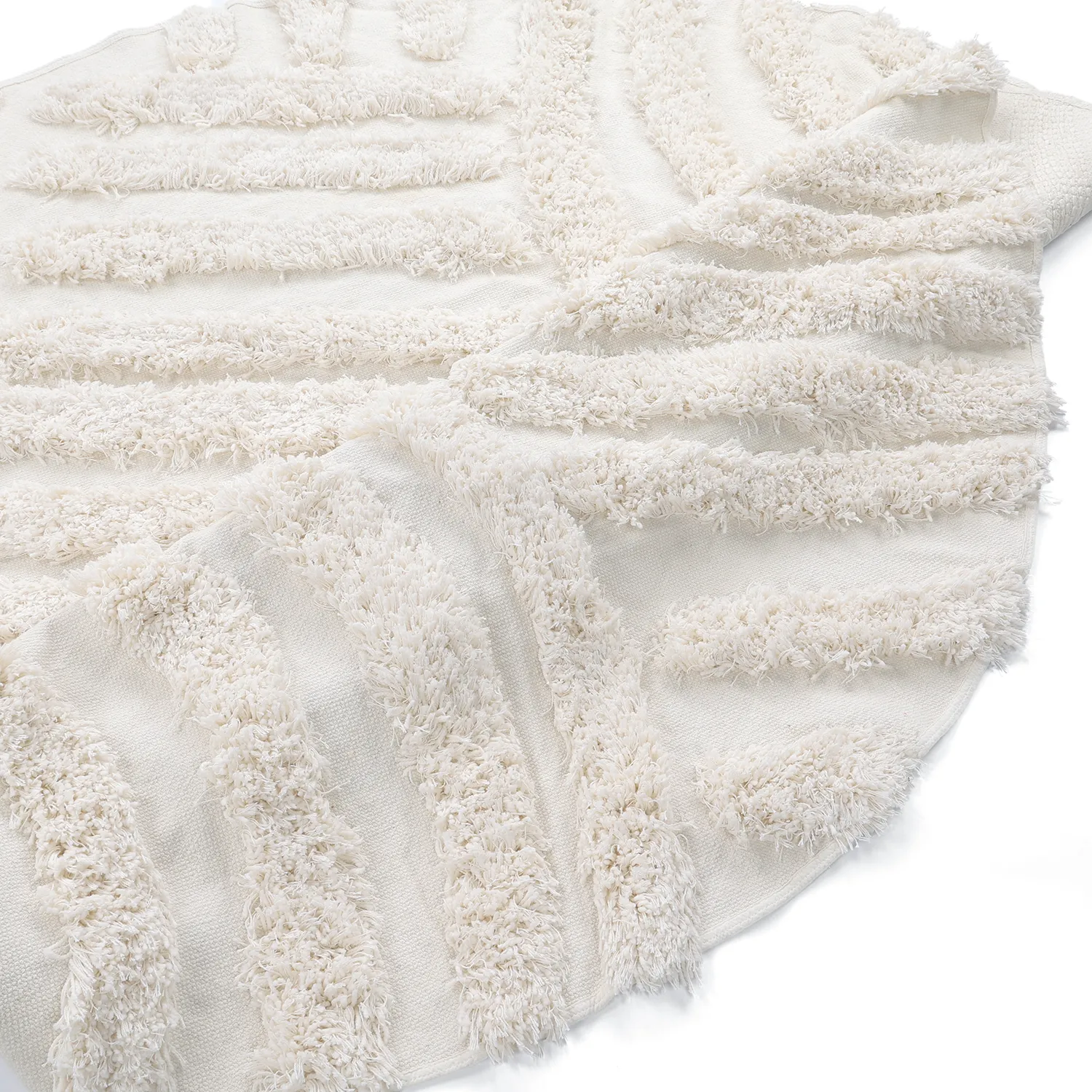 Rund Teppich - Cazorla Natural Cotton Shaggy (cremefarben)