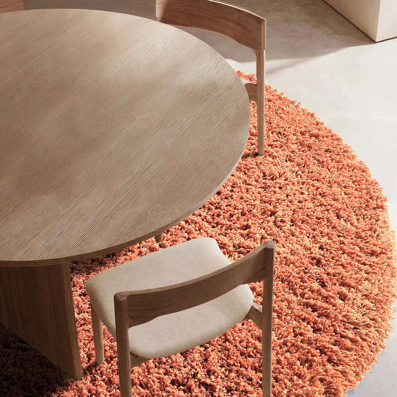 Rund Teppich - Combarro Solid Cotton Shaggy (hellorange)