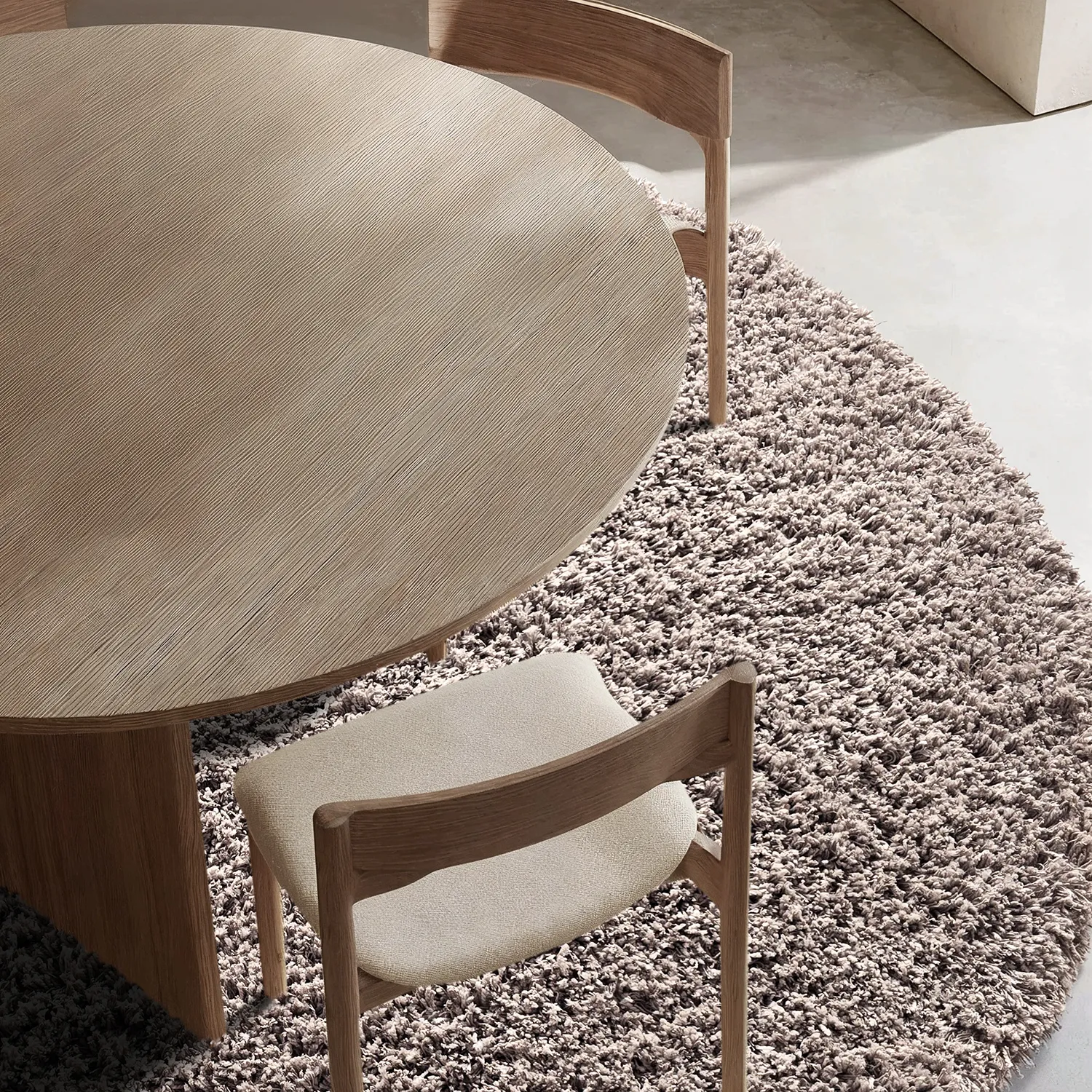 Rund Teppich - Combarro Solid Cotton Shaggy (taupe)