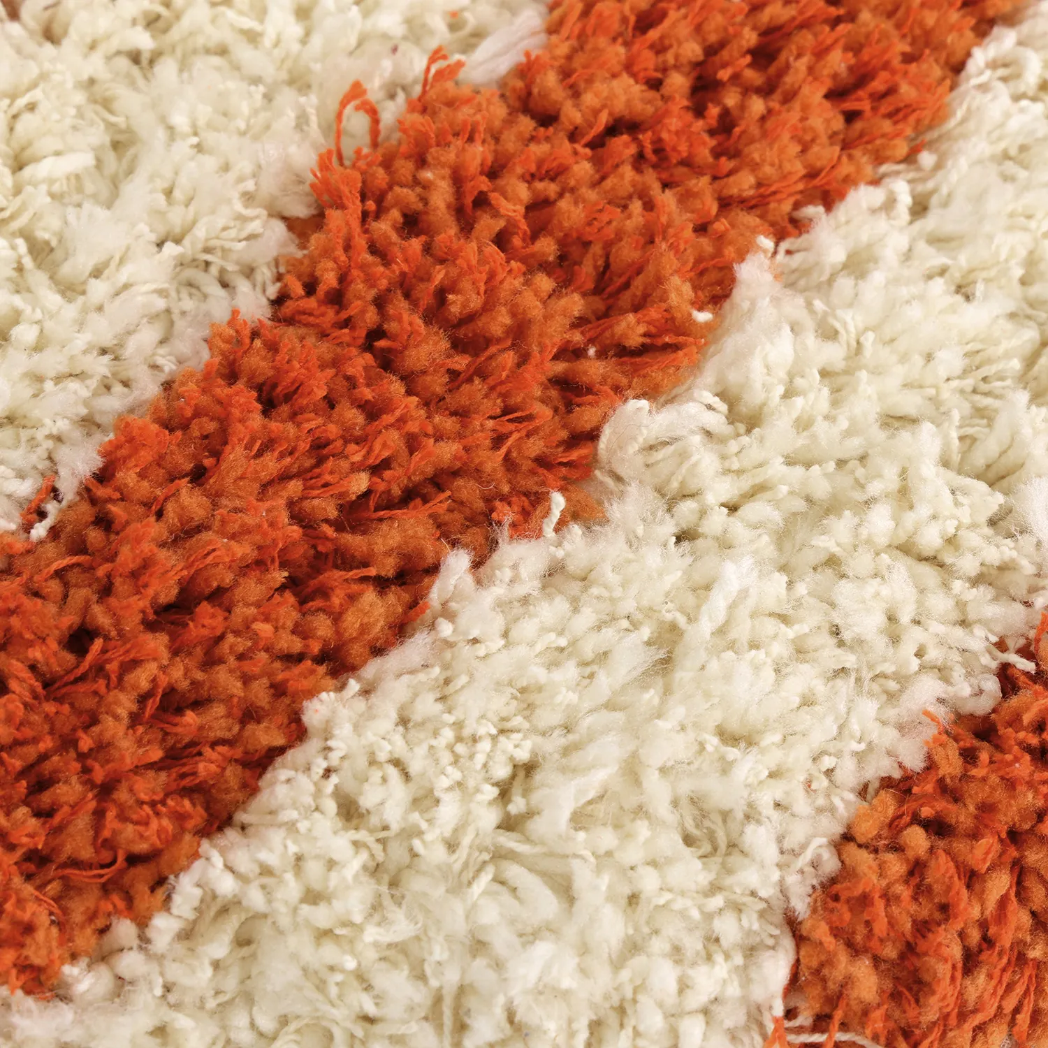 Tapis rond - Thira Stripe Cotton Shaggy (jaune clair/orange clair)