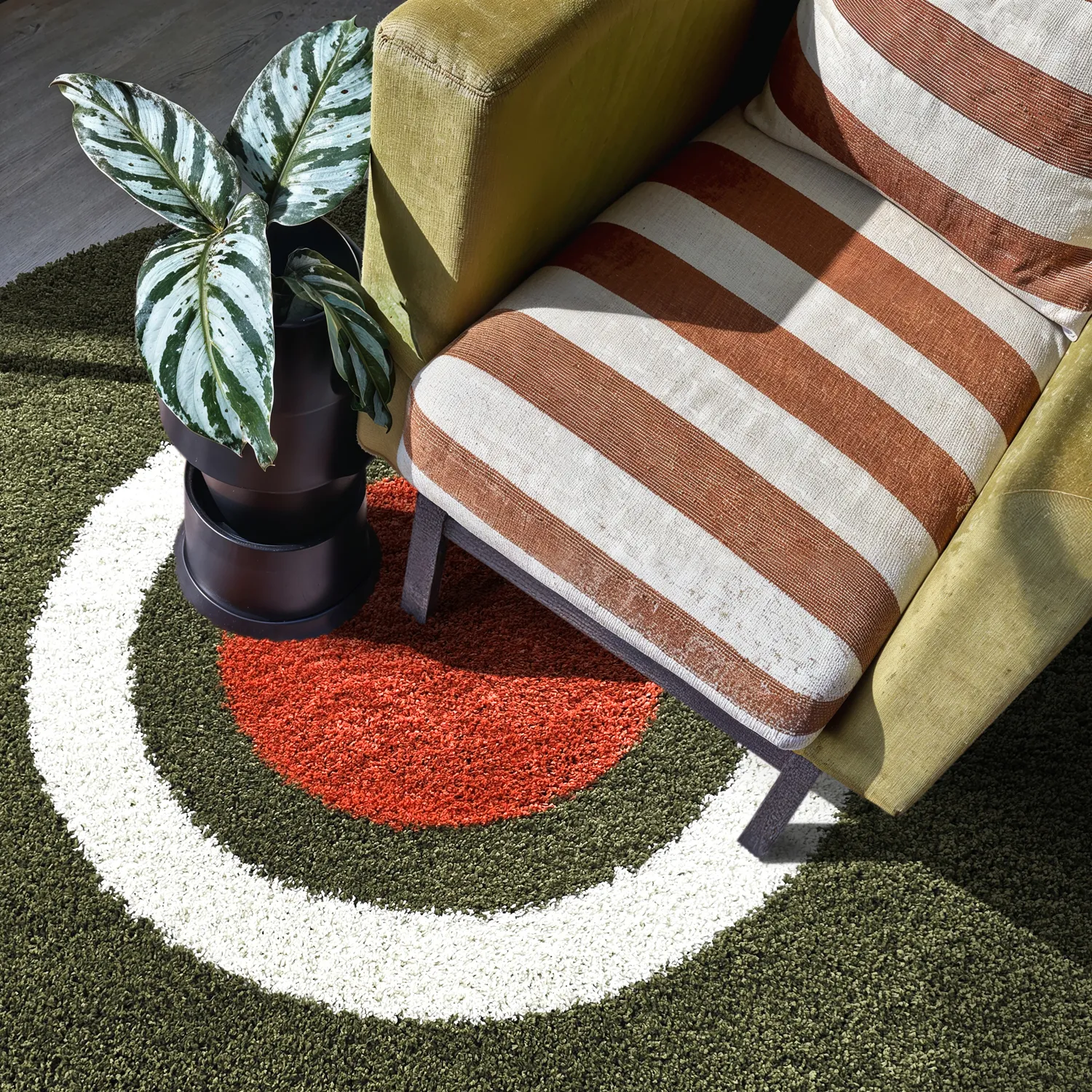 Tapis ronds - Alsace (vert/blanc/orange)