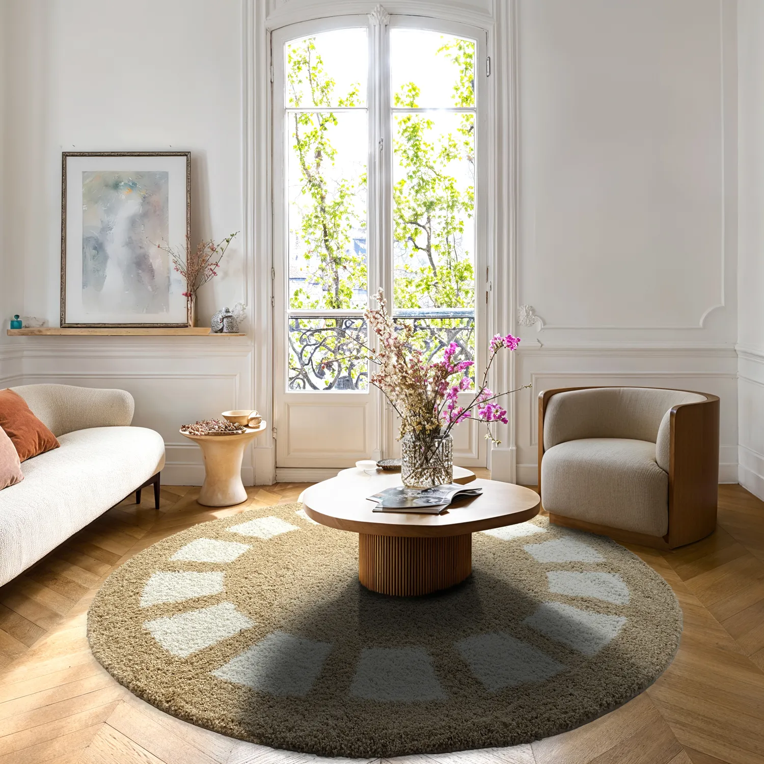 Runde Teppiche - Asilah (beige/weiß)