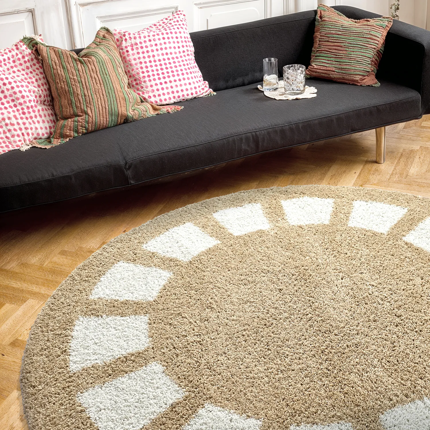 Runde Teppiche - Asilah (beige/weiß)