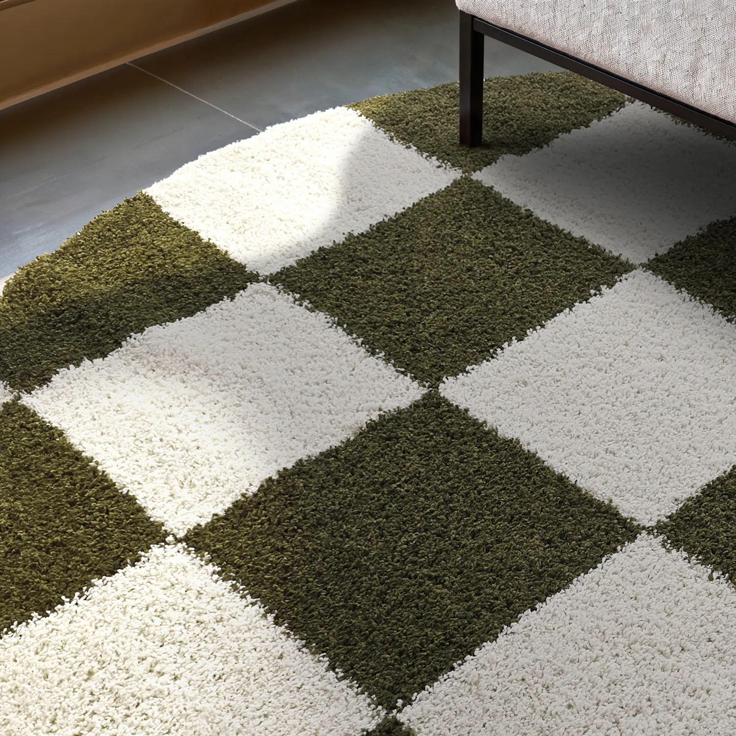 Runde Teppiche - Gordes (grün/weiß)