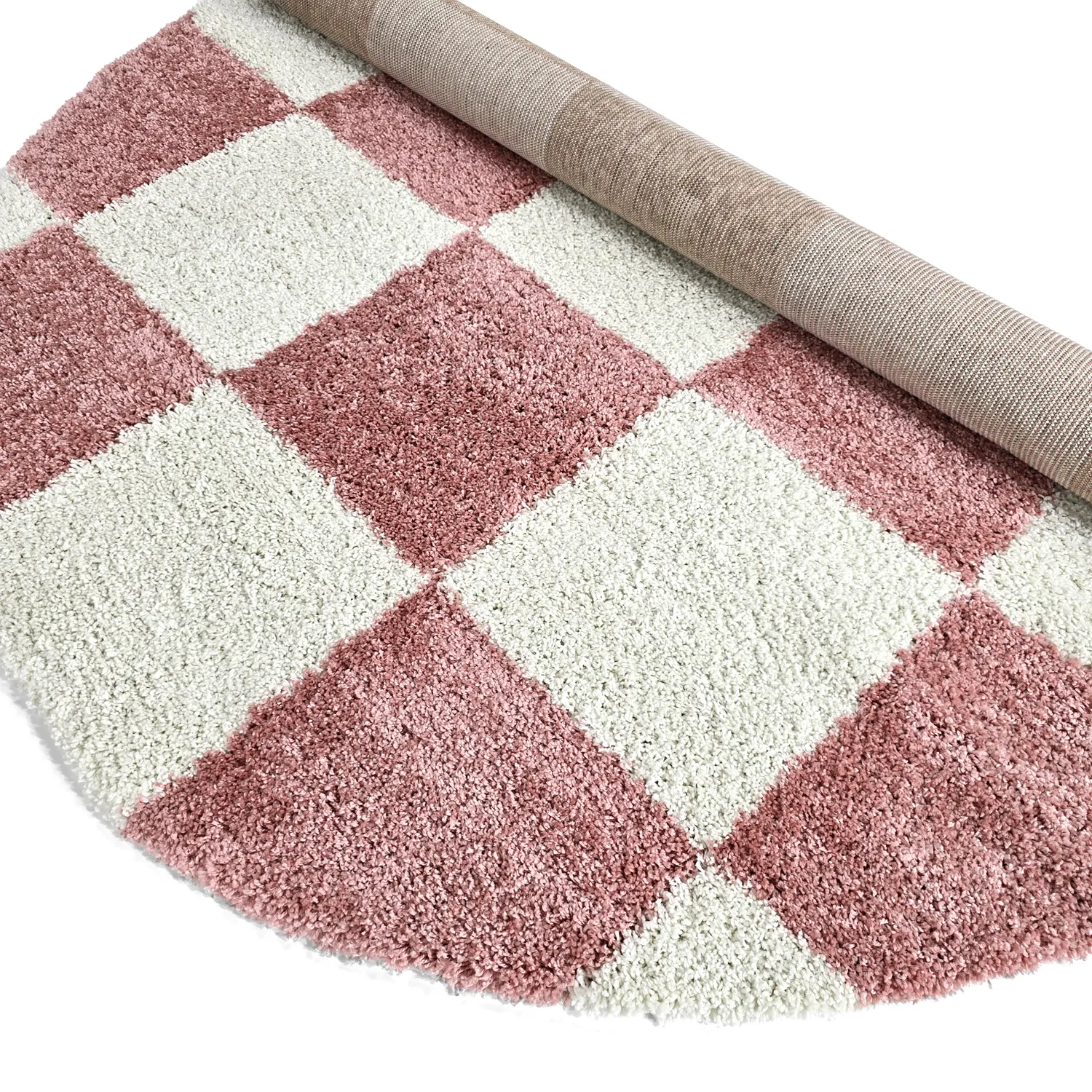 Runde Teppiche - Gordes (rosa/weiß)