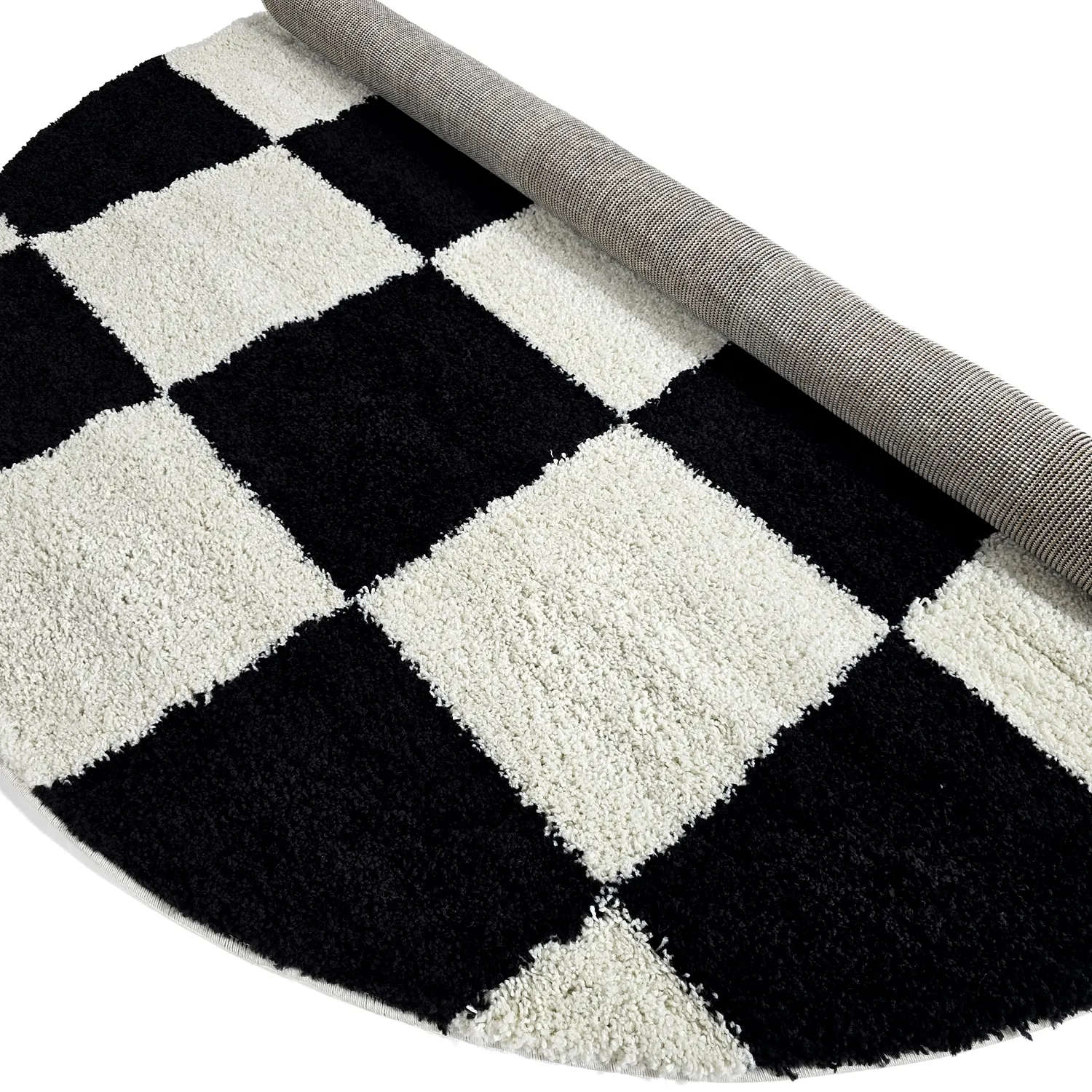 Runde Teppiche - Gordes (schwarz/weiß)