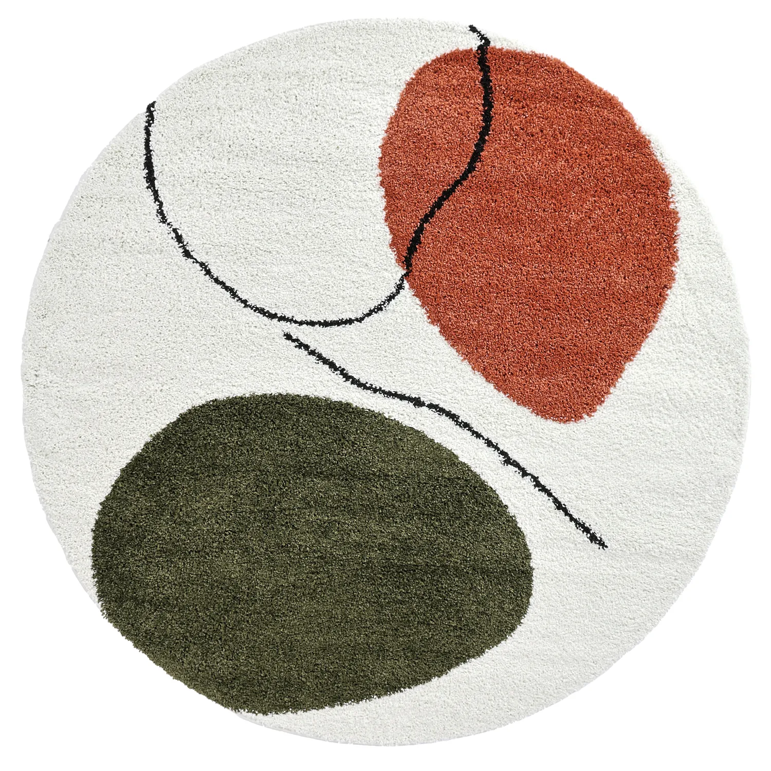 Runde Teppiche - Sanghar (weiß/orange/grün)