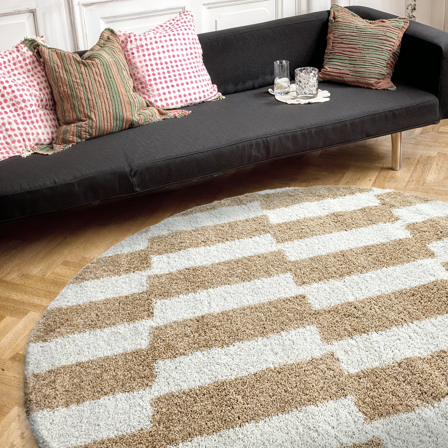 Runde Teppiche - Tamri (beige/weiß)