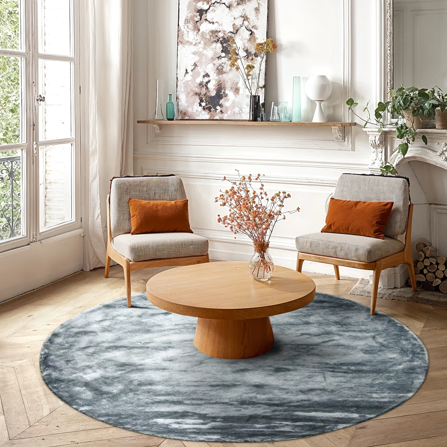 Tapis rond - Jodhpur Special Luxury Edition (bleu/gris)