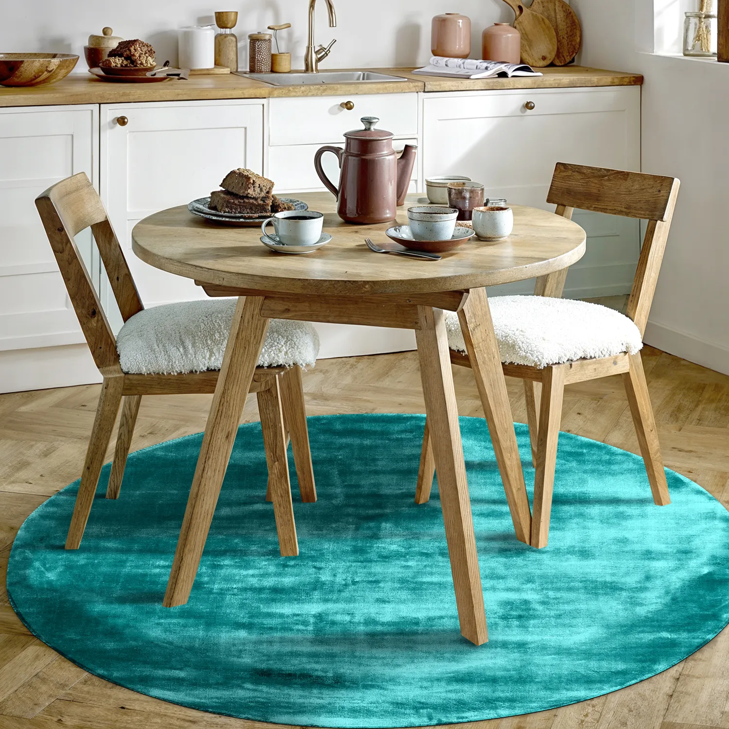 Rund Teppich - Jodhpur Special Luxury Edition (türkis)