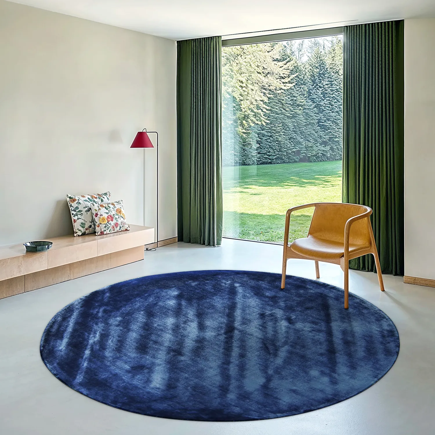 Rund Teppich - Jodhpur Special Luxury Edition Viskose (blau)