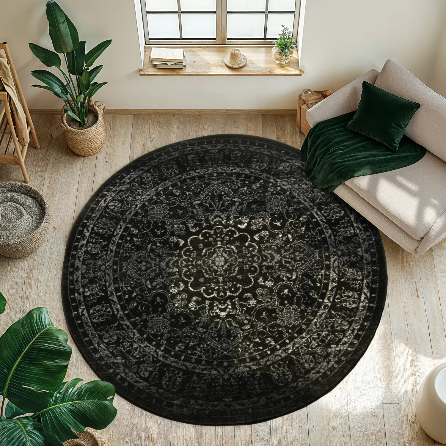 Rund Teppich - Peking Noble (schwarz)