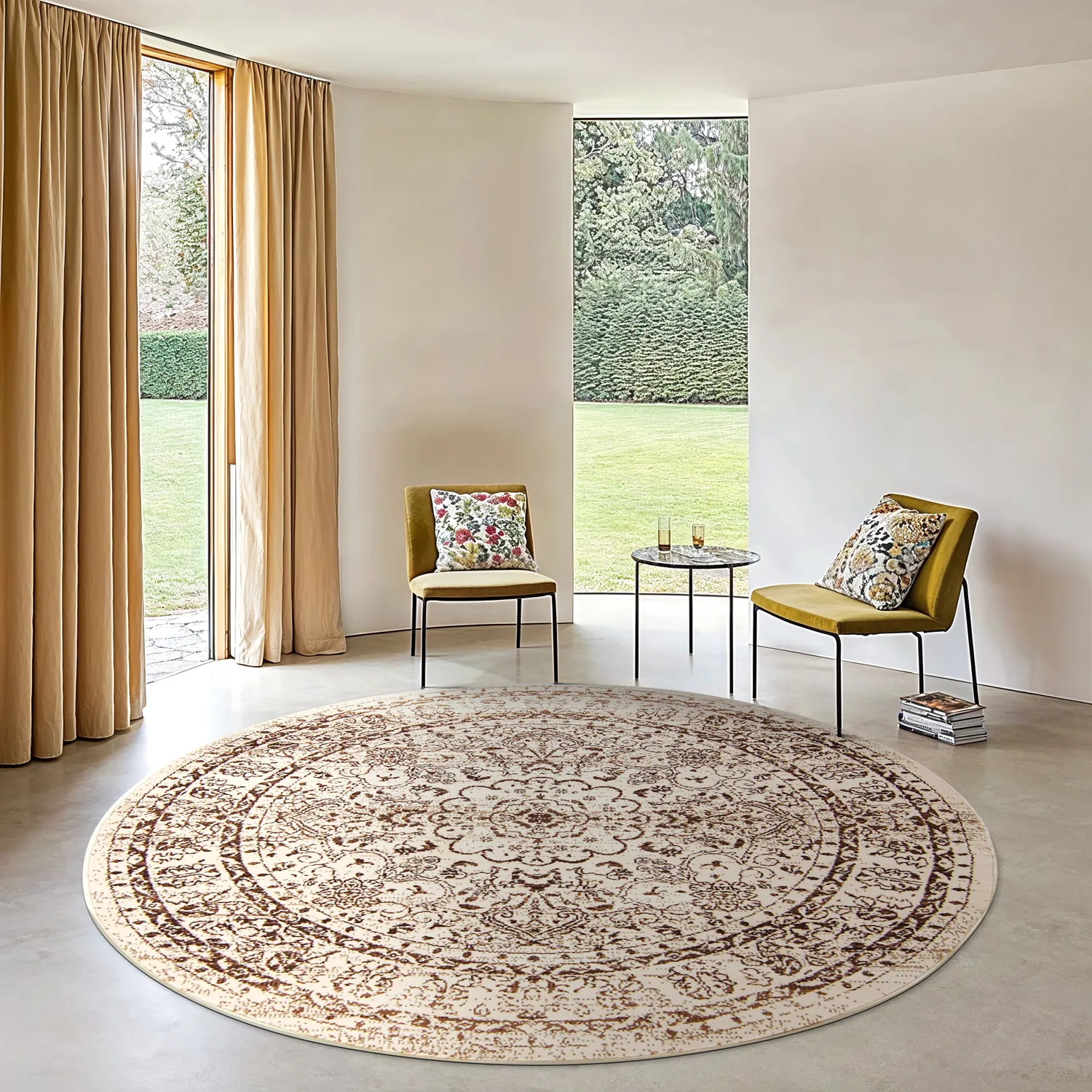 Rund Teppich - Peking Noble (weiß)