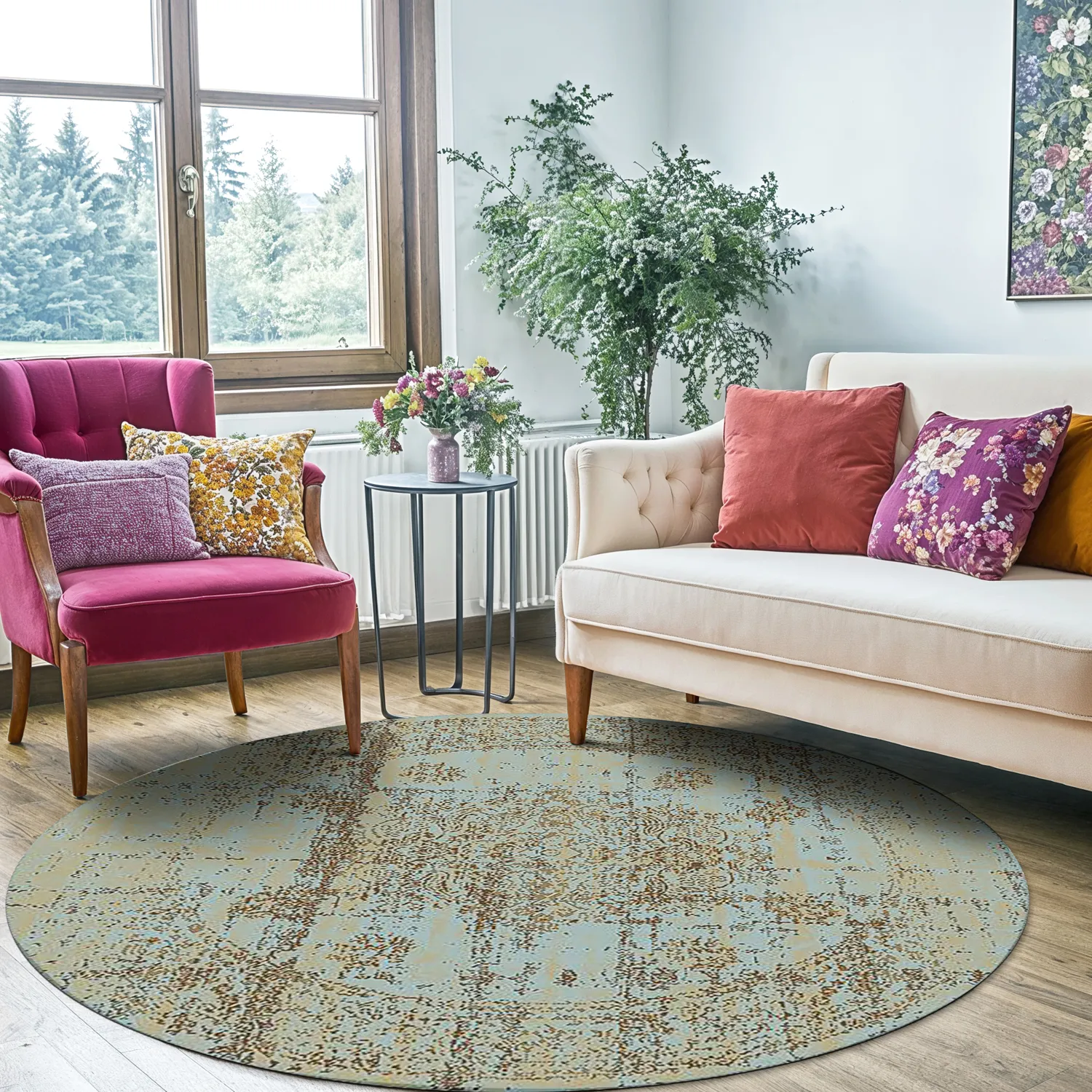 Tapis rond - Peking Royal (turquoise)