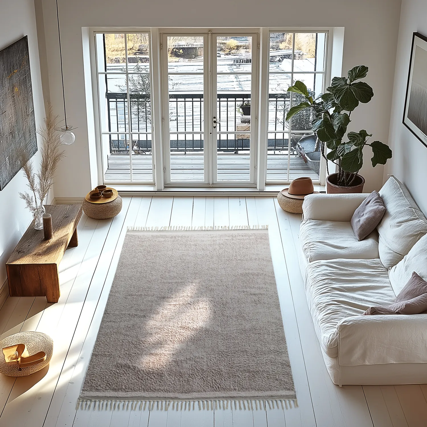 Tapis à poils longs - Celina Natural Cotton Shaggy (taupe/lavande)