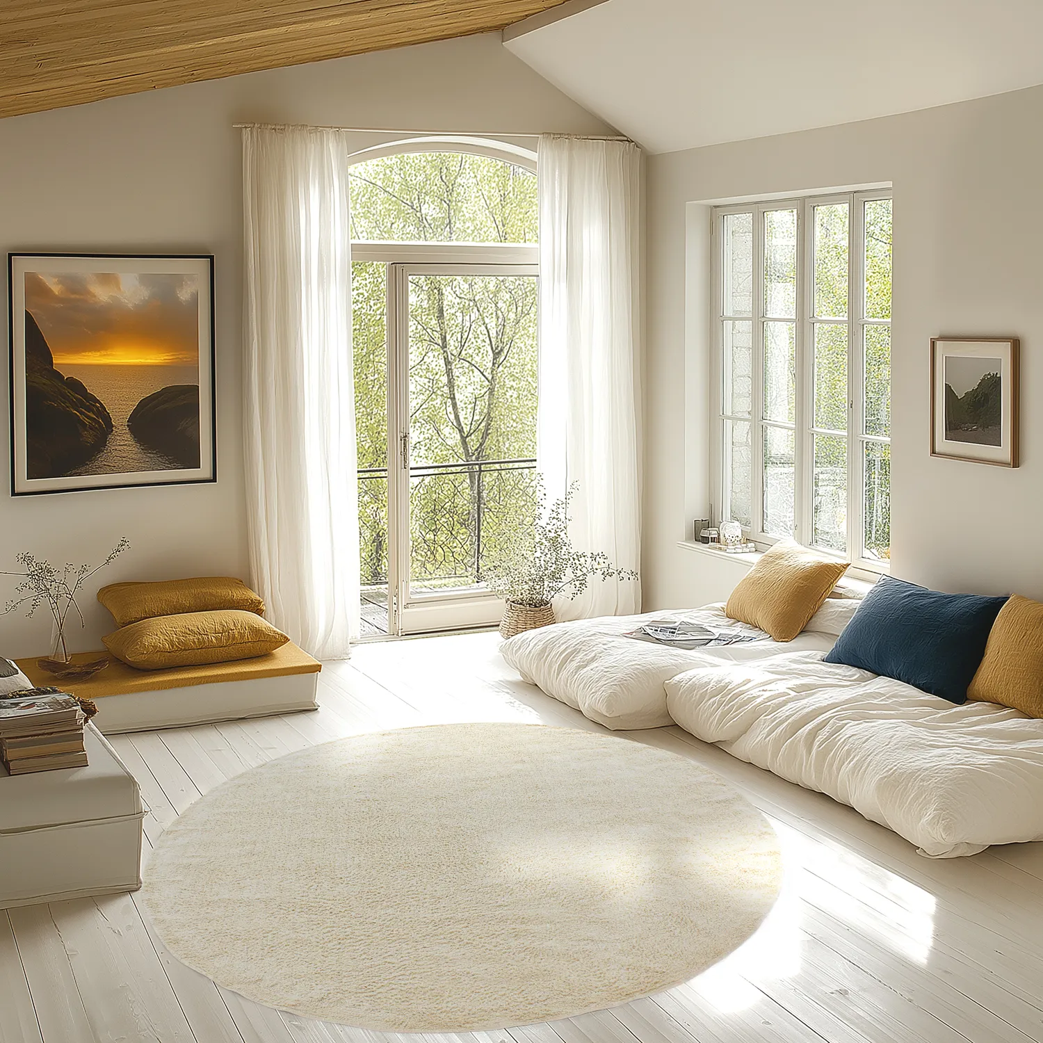 Rund Teppich - Celina Natural Cotton Shaggy (cremefarben/beige)