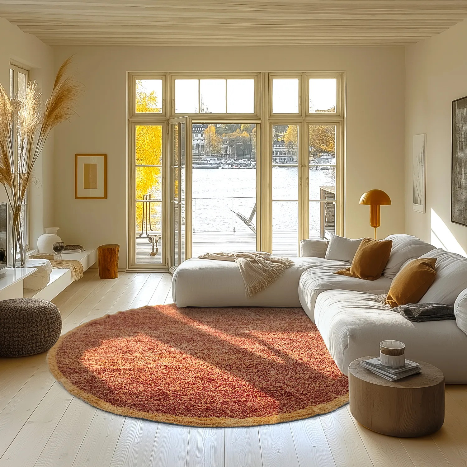 Rund Teppich - Celina Natural Cotton Shaggy (rot)