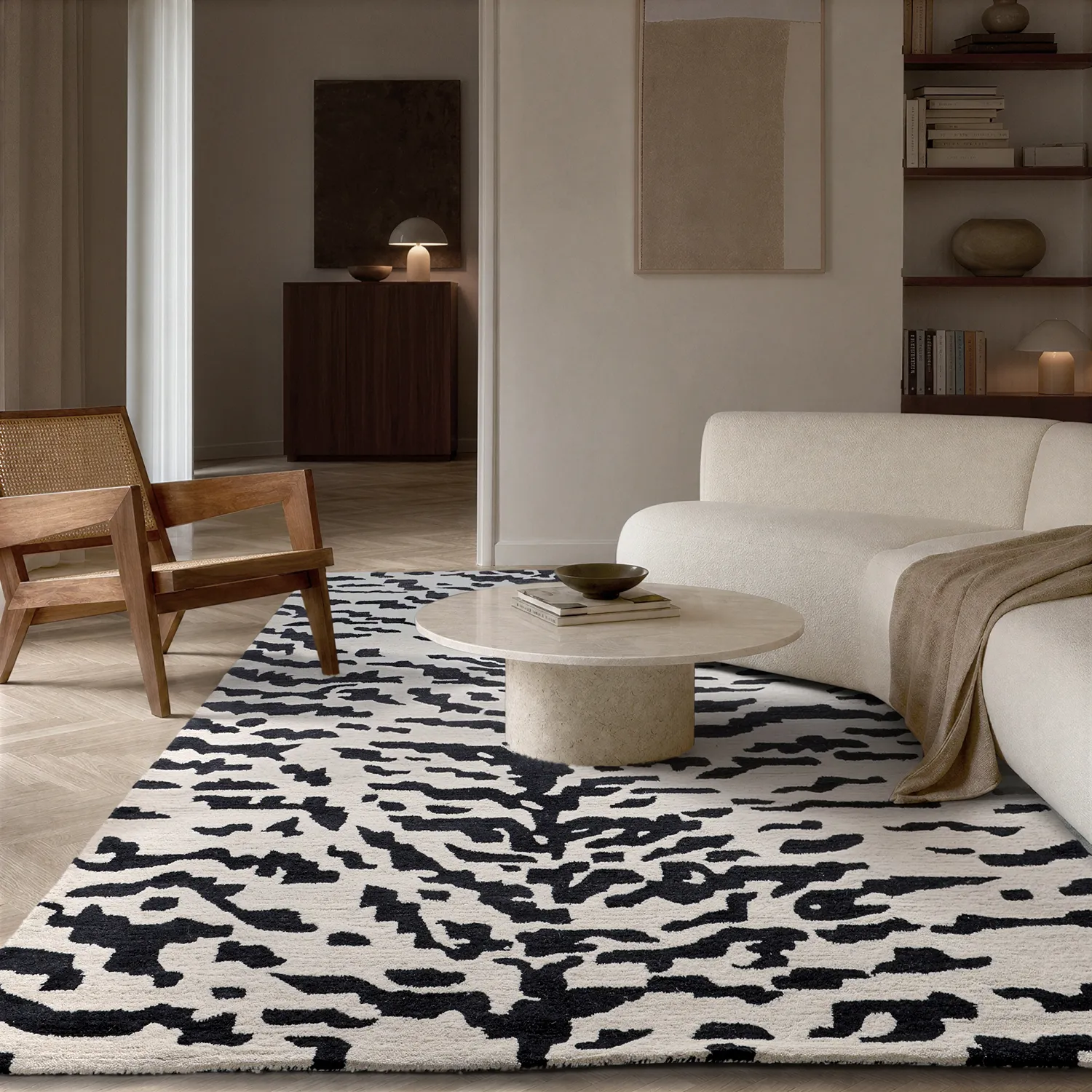 Hochflorteppiche - Zebra Tufted Wool Premium (weiß/schwarz)