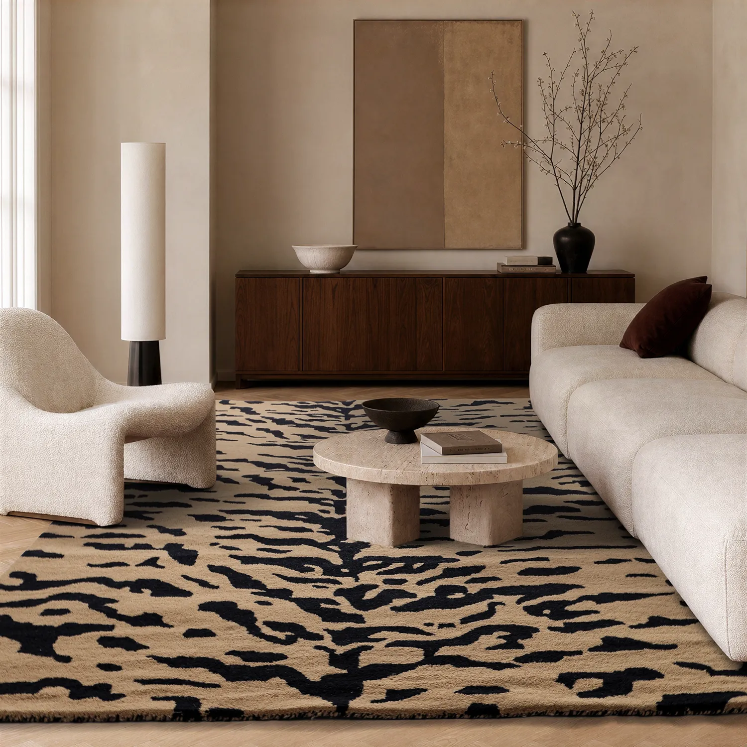 Hochflorteppiche - Zebra Tufted Wool Premium (beige/schwarz)