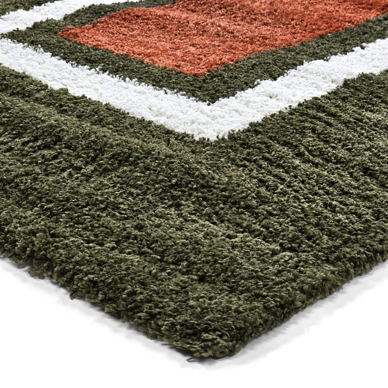 Hochflorteppiche - Alsace (grün/weiß/orange)