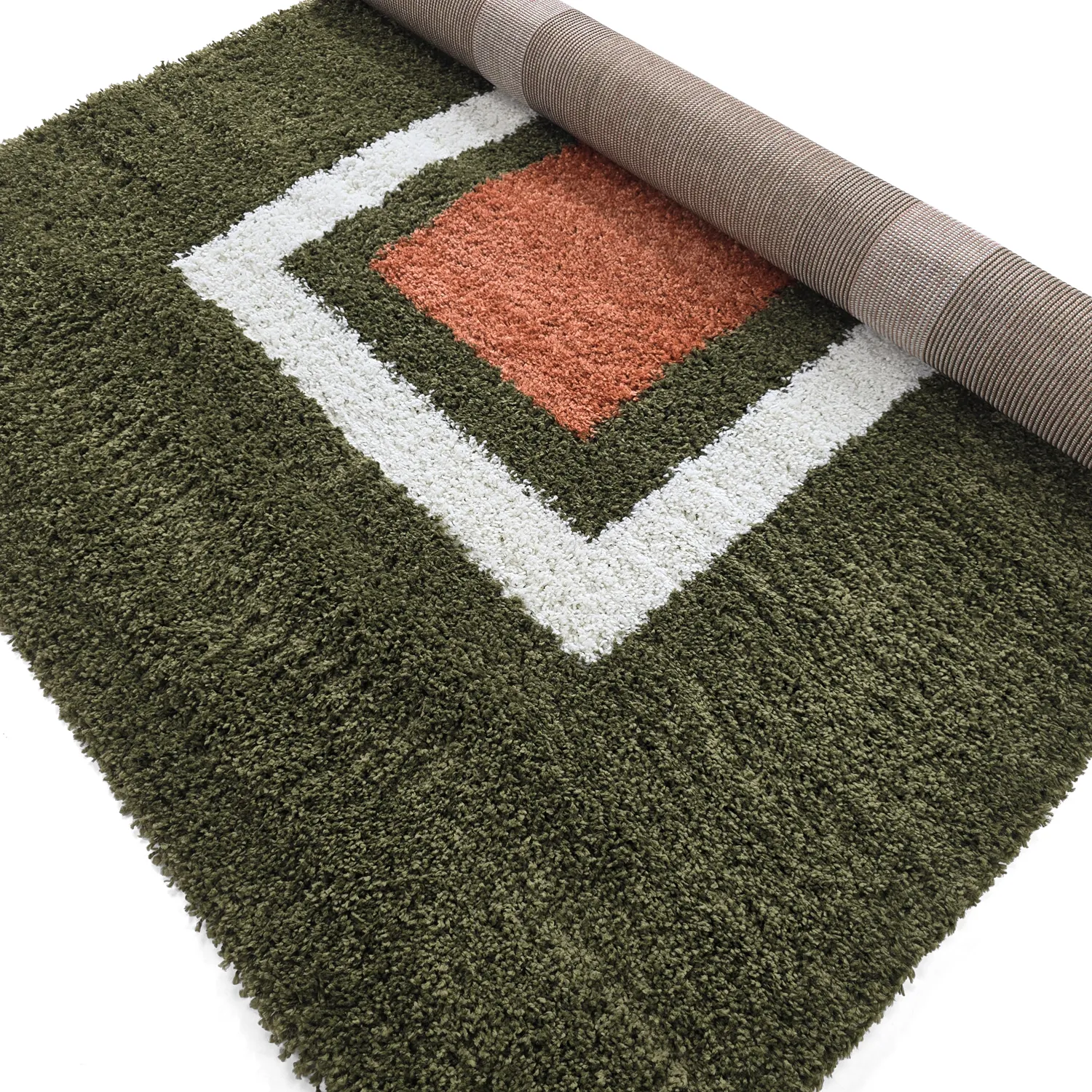 Hochflorteppiche - Alsace (grün/weiß/orange)